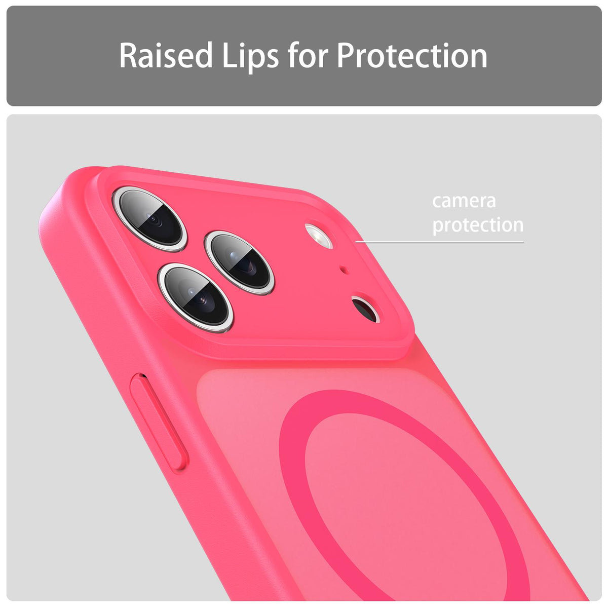 Compatible with iPhone 18 Pro Max Fanying Series Precision Camera Hole PC Dual-Layer TPU Translucent Frosted Magnetic Phone Case - Rose Red