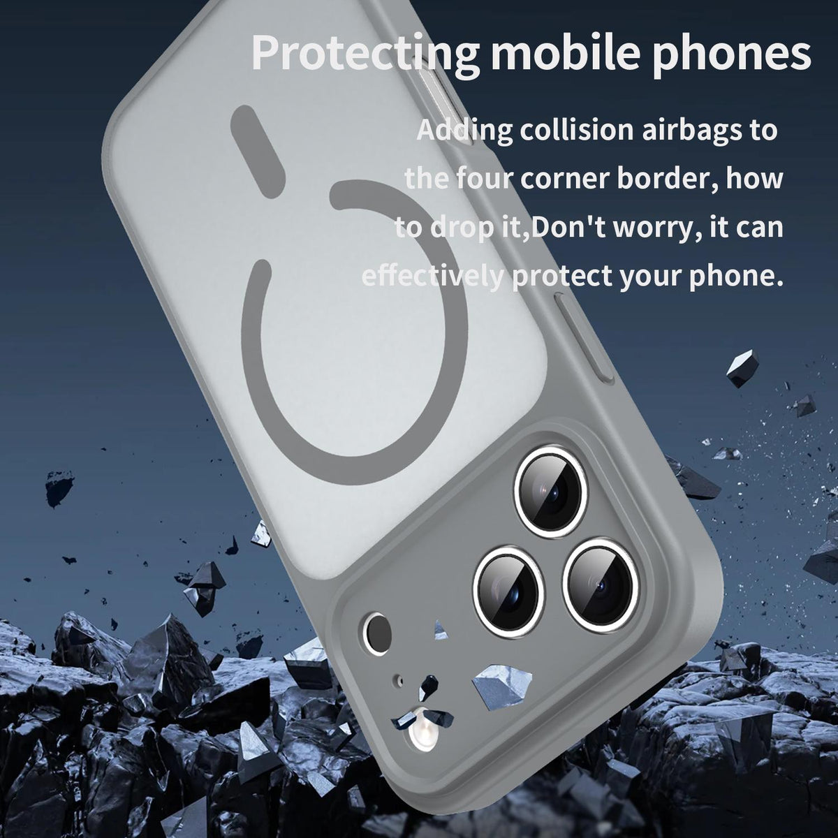 Compatible with iPhone 18 Pro Max Fanying Series Precision Camera Hole PC Dual-Layer TPU Translucent Frosted Magnetic Phone Case - Silver Grey