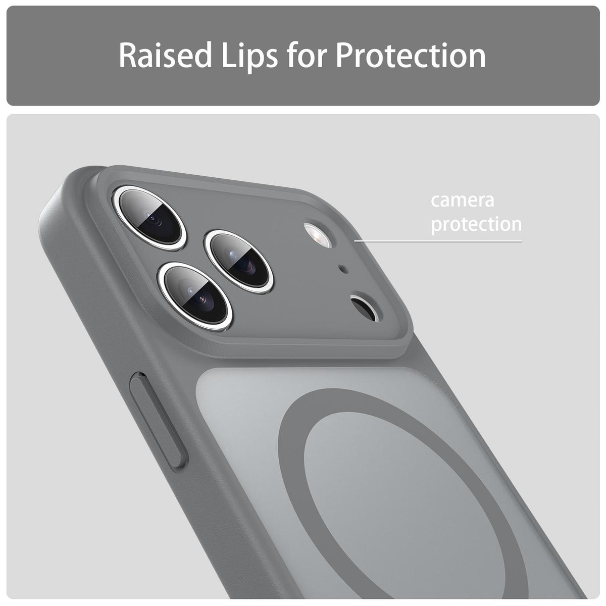 Compatible with iPhone 18 Pro Max Fanying Series Precision Camera Hole PC Dual-Layer TPU Translucent Frosted Magnetic Phone Case - Silver Grey