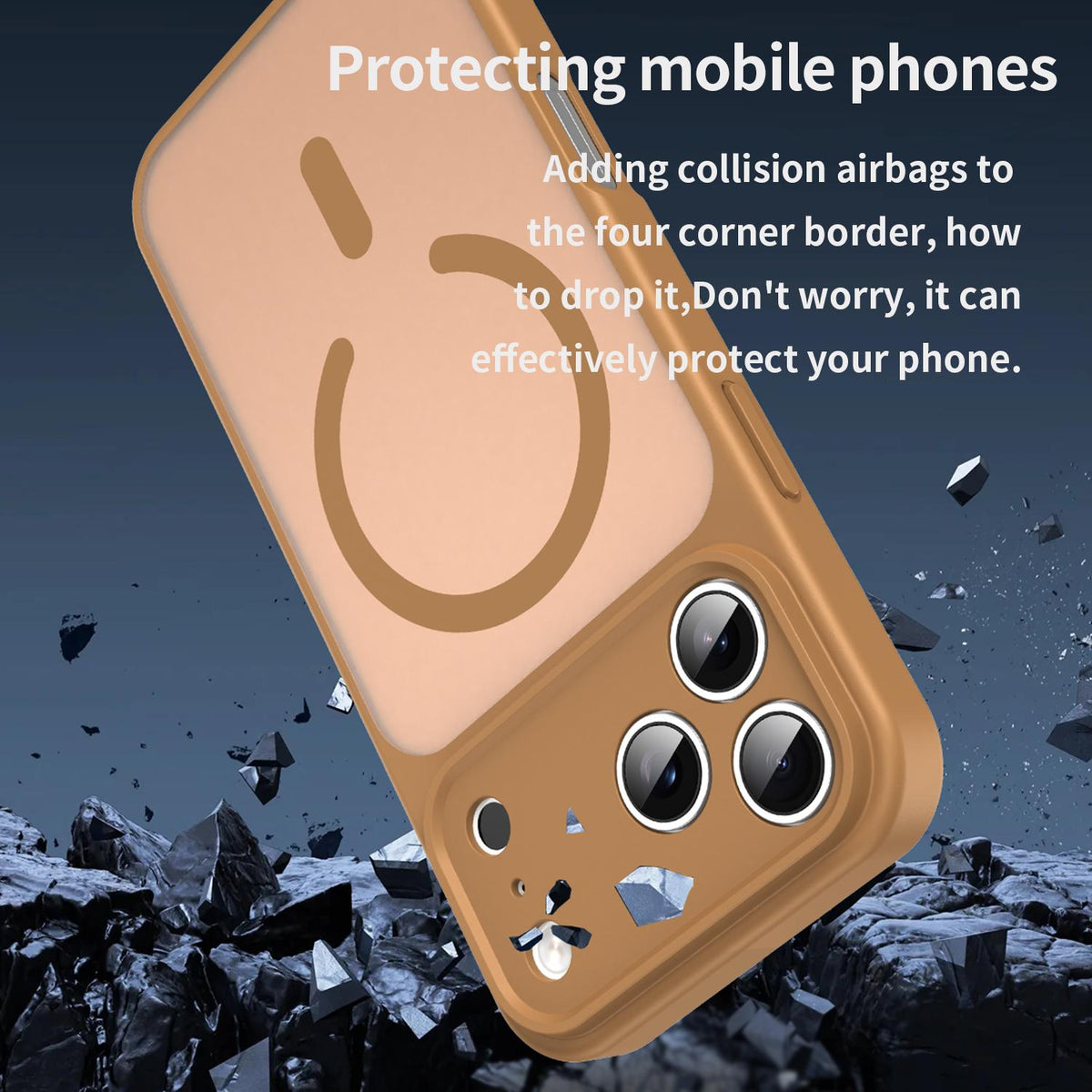 Compatible with iPhone 18 Pro Max Fanying Series Precision Camera Hole PC Dual-Layer TPU Translucent Frosted Magnetic Phone Case - Desert Gold