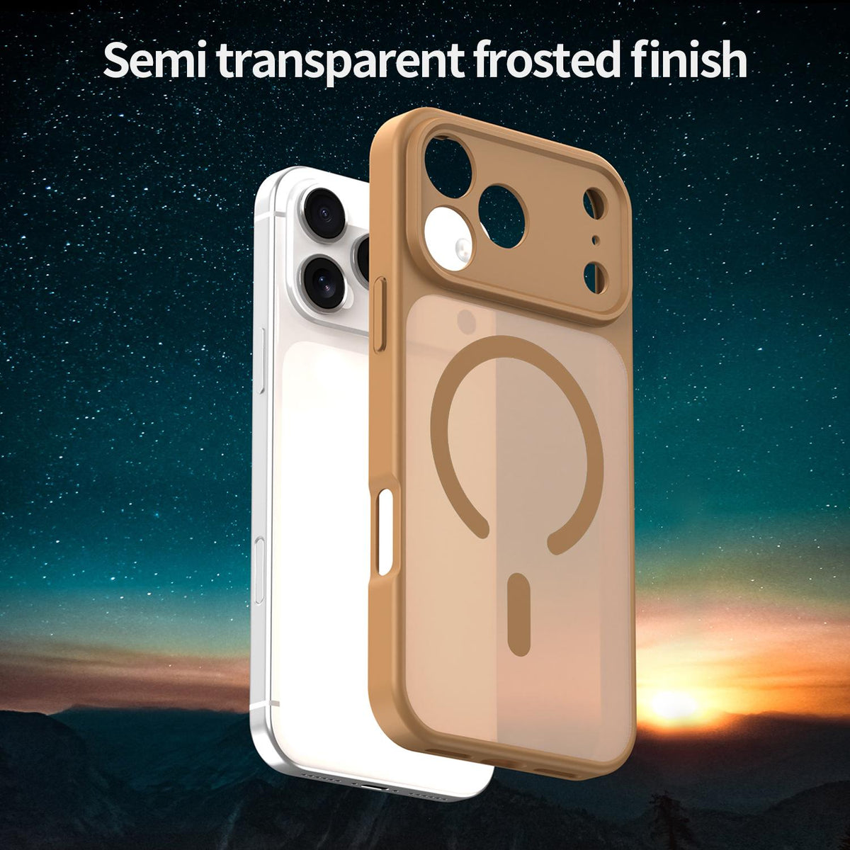 Compatible with iPhone 18 Pro Max Fanying Series Precision Camera Hole PC Dual-Layer TPU Translucent Frosted Magnetic Phone Case - Desert Gold