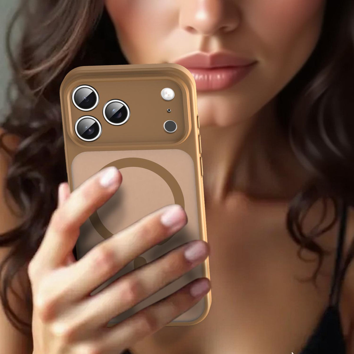 Compatible with iPhone 18 Pro Max Fanying Series Precision Camera Hole PC Dual-Layer TPU Translucent Frosted Magnetic Phone Case - Desert Gold