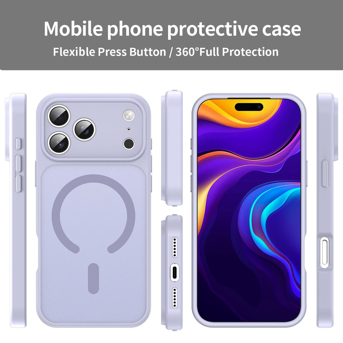 Compatible with iPhone 18 Pro Max Fanying Series Precision Camera Hole PC Dual-Layer TPU Translucent Frosted Magnetic Phone Case - Lavender