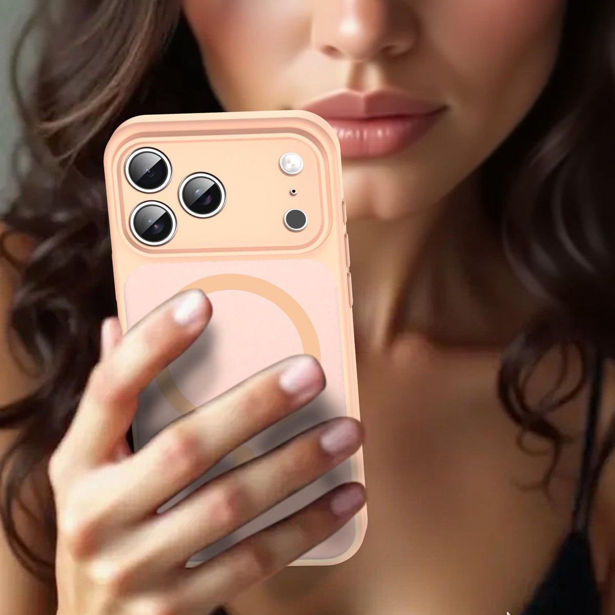 Compatible with iPhone 18 Pro Max Fanying Series Precision Camera Hole PC Dual-Layer TPU Translucent Frosted Magnetic Phone Case - Rouge Powder