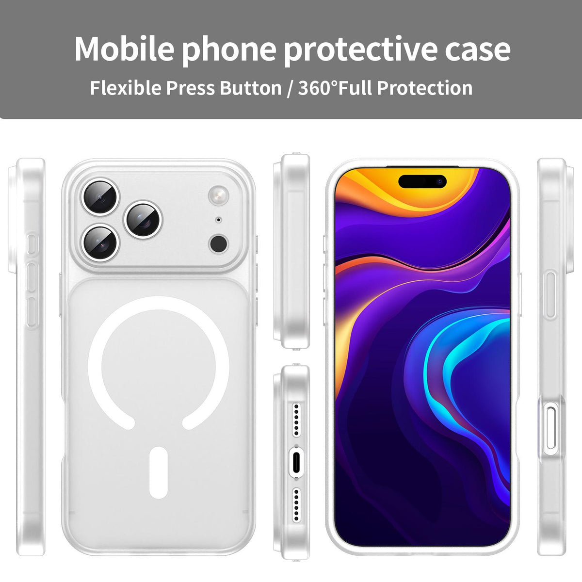 Compatible with iPhone 18 Pro Max Fanying Series Precision Camera Hole PC Dual-Layer TPU Translucent Frosted Magnetic Phone Case - Matte White