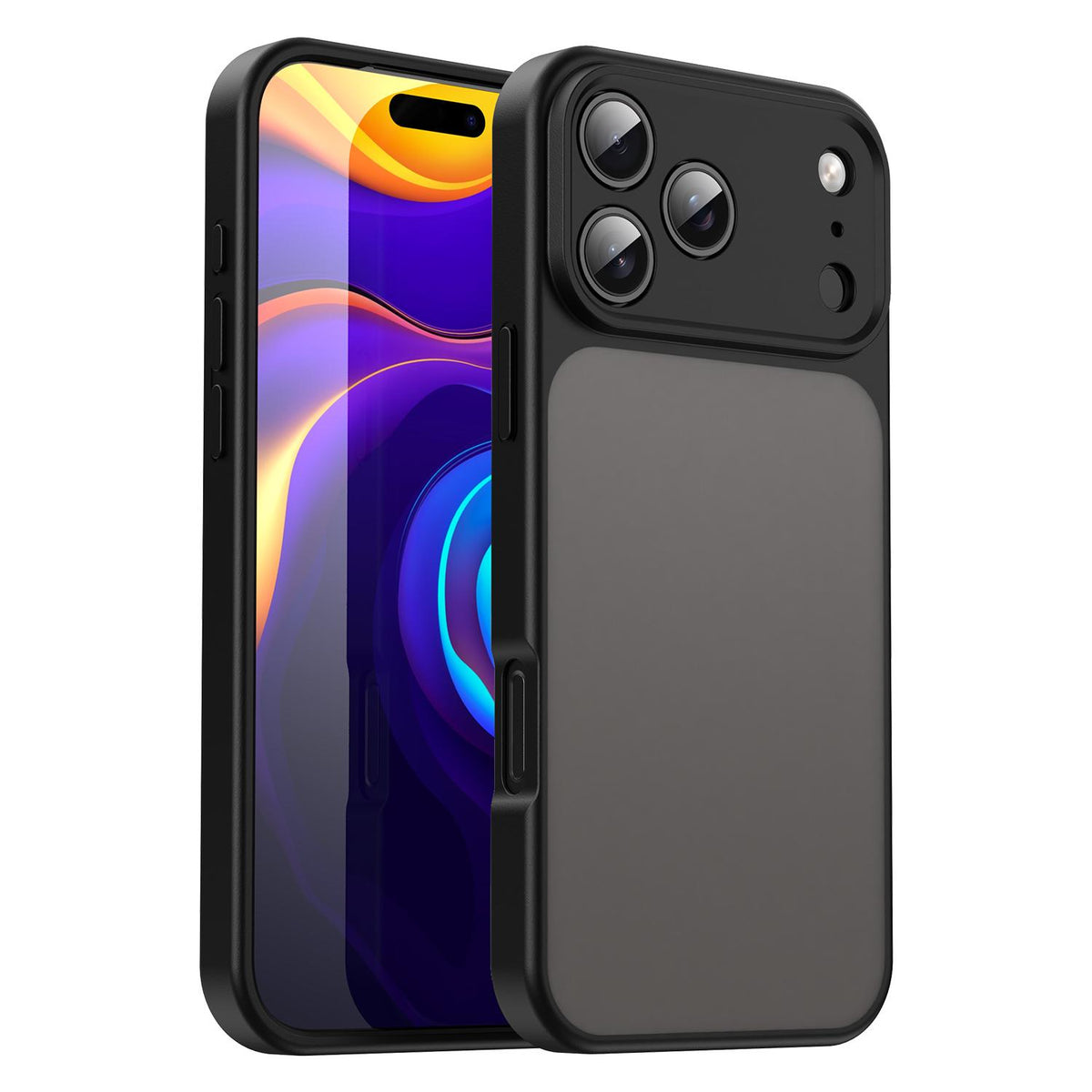 Compatible with iPhone 18 Pro Max Fanying Series Precision Camera Hole PC Dual-Layer TPU Translucent Frosted Phone Case - Translucent Black