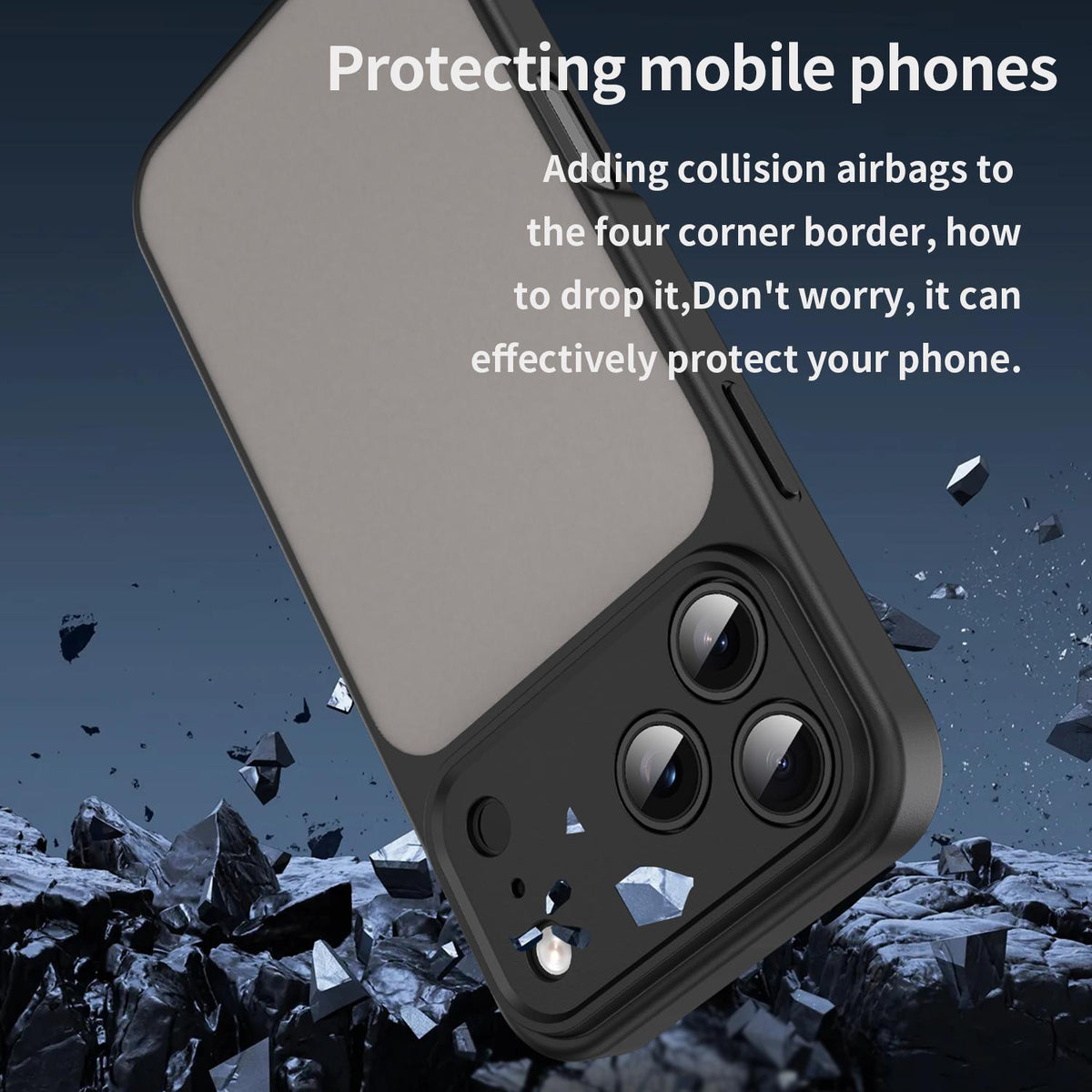 Compatible with iPhone 18 Pro Max Fanying Series Precision Camera Hole PC Dual-Layer TPU Translucent Frosted Phone Case - Translucent Black