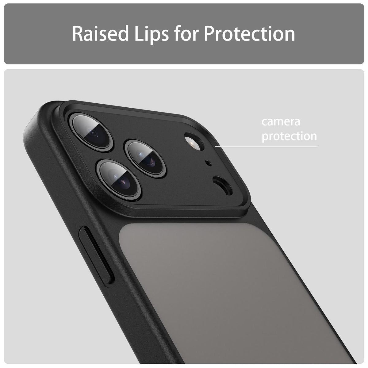 Compatible with iPhone 18 Pro Max Fanying Series Precision Camera Hole PC Dual-Layer TPU Translucent Frosted Phone Case - Translucent Black