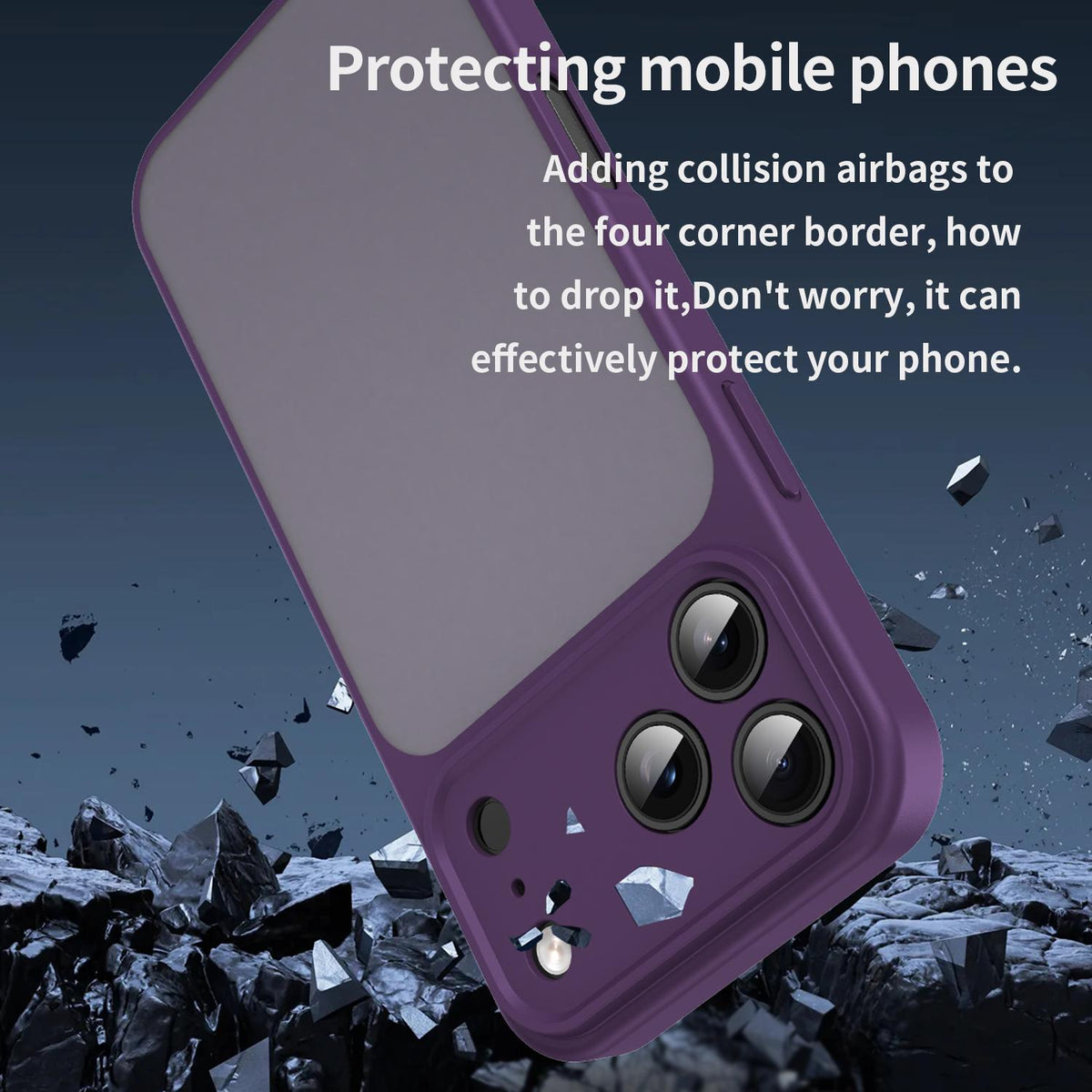 Compatible with iPhone 18 Pro Max Fanying Series Precision Camera Hole PC Dual-Layer TPU Translucent Frosted Phone Case - Crystal Purple