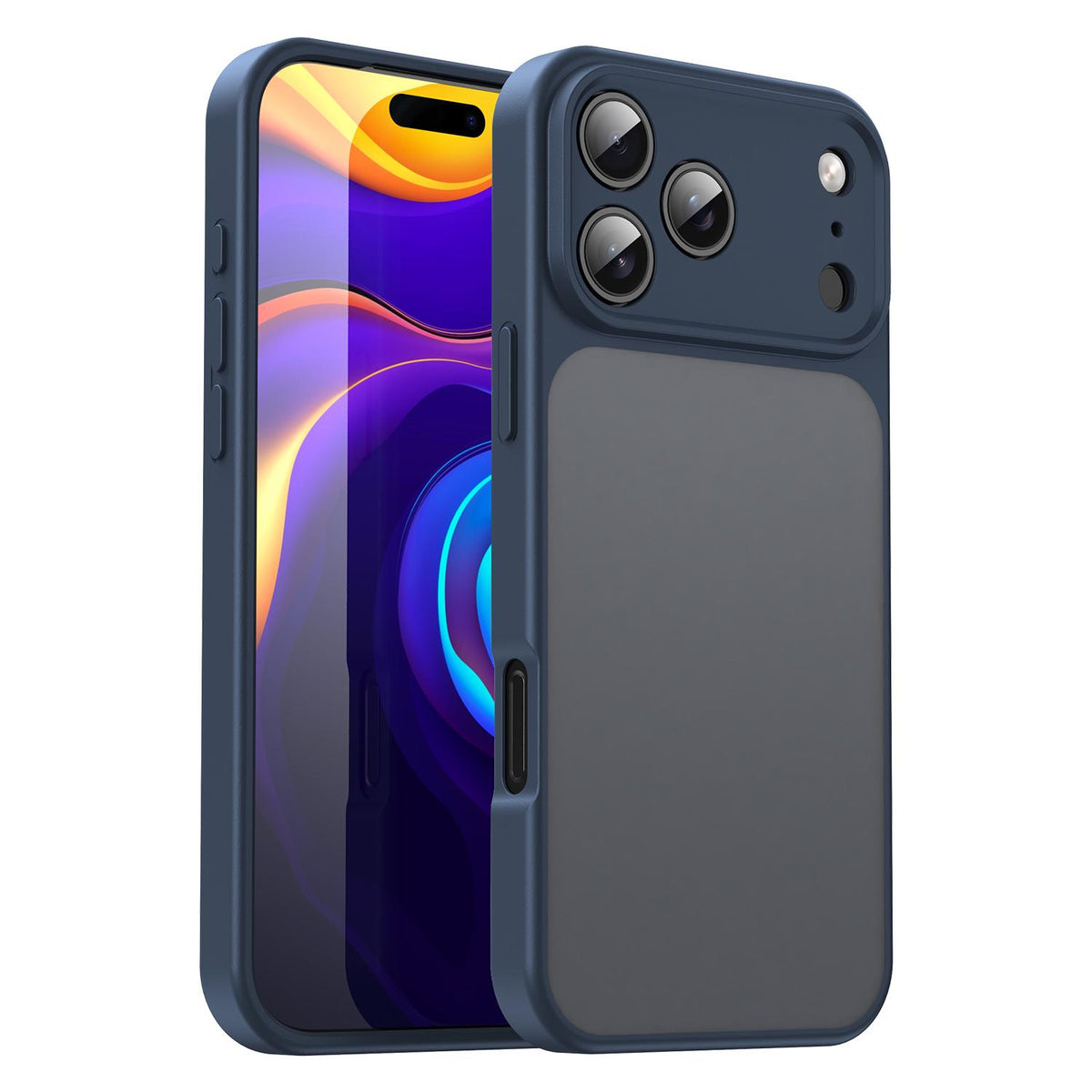 Compatible with iPhone 18 Pro Max Fanying Series Precision Camera Hole PC Dual-Layer TPU Translucent Frosted Phone Case - Cyan Blue