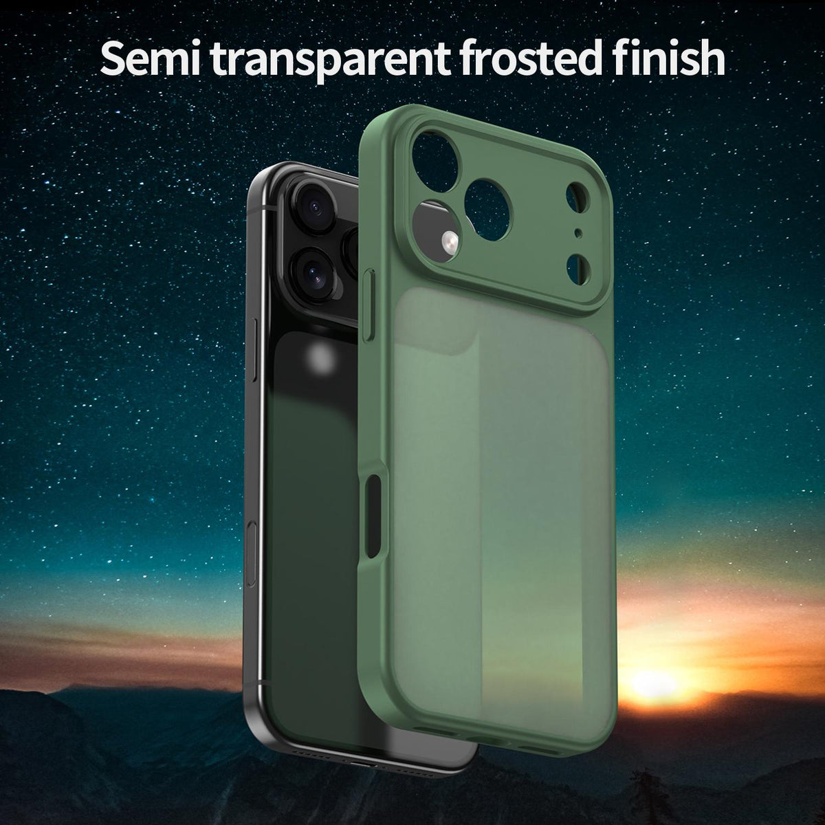 Compatible with iPhone 18 Pro Max Fanying Series Precision Camera Hole PC Dual-Layer TPU Translucent Frosted Phone Case - Olive Green