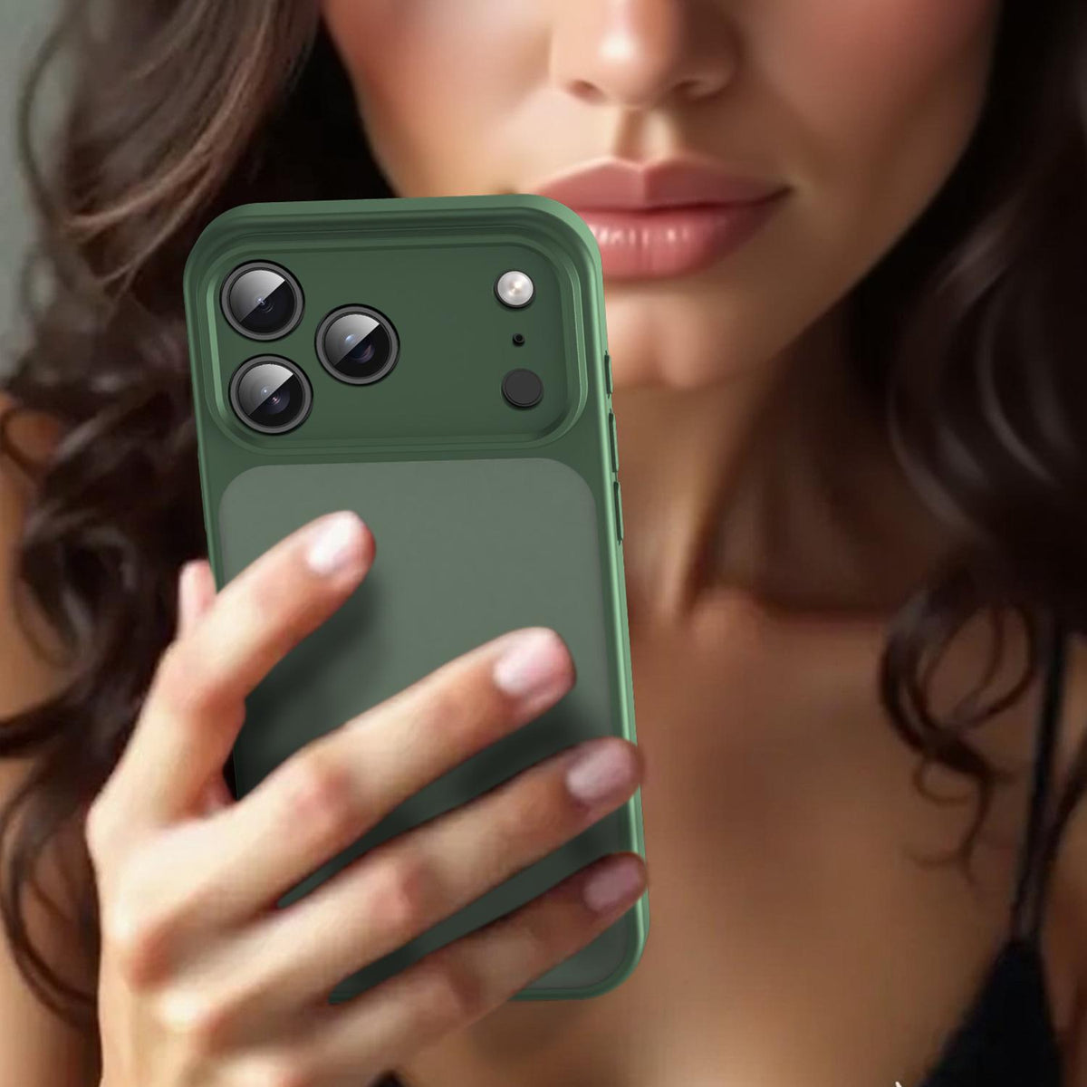 Compatible with iPhone 18 Pro Max Fanying Series Precision Camera Hole PC Dual-Layer TPU Translucent Frosted Phone Case - Olive Green