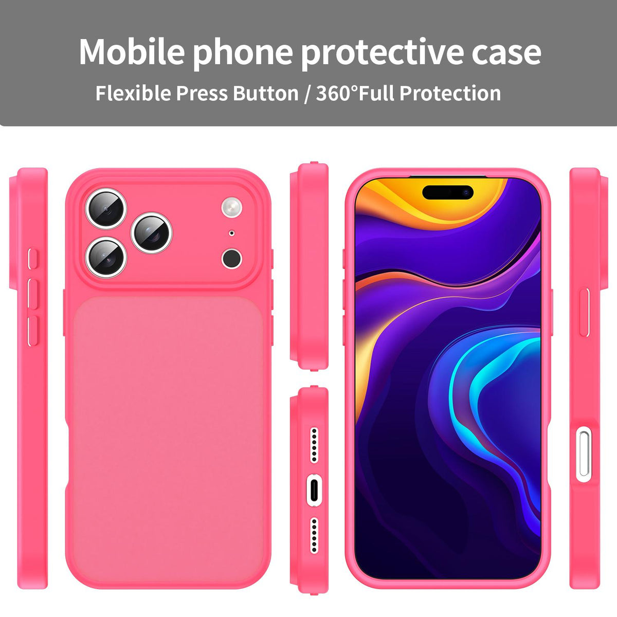 Compatible with iPhone 18 Pro Max Fanying Series Precision Camera Hole PC Dual-Layer TPU Translucent Frosted Phone Case - Rose Red