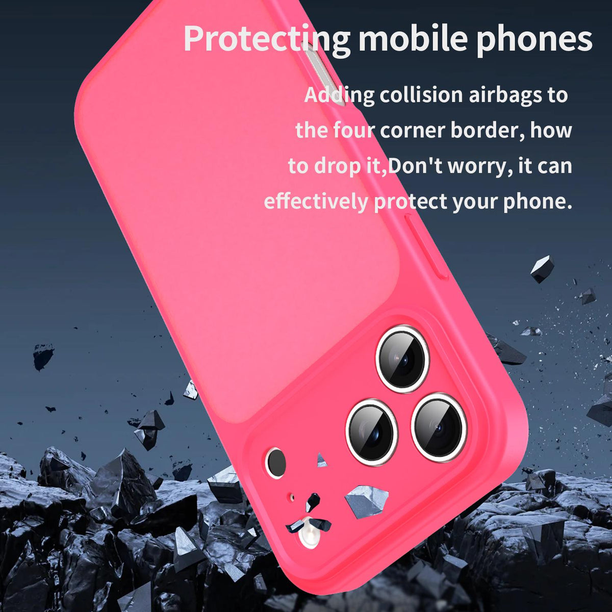 Compatible with iPhone 18 Pro Max Fanying Series Precision Camera Hole PC Dual-Layer TPU Translucent Frosted Phone Case - Rose Red