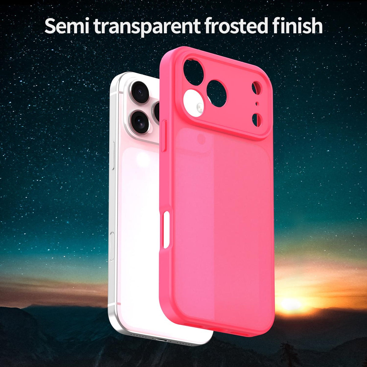 Compatible with iPhone 18 Pro Max Fanying Series Precision Camera Hole PC Dual-Layer TPU Translucent Frosted Phone Case - Rose Red