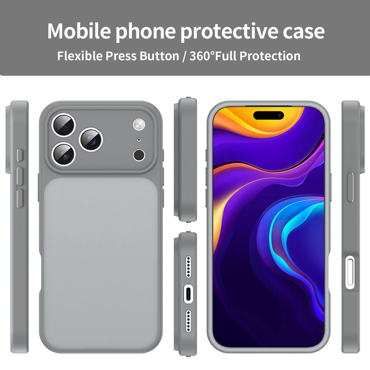 Compatible with iPhone 18 Pro Max Fanying Series Precision Camera Hole PC Dual-Layer TPU Translucent Frosted Phone Case - Silver Grey