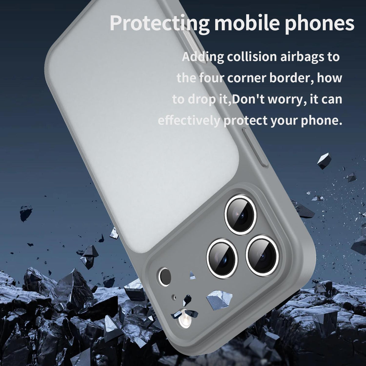 Compatible with iPhone 18 Pro Max Fanying Series Precision Camera Hole PC Dual-Layer TPU Translucent Frosted Phone Case - Silver Grey