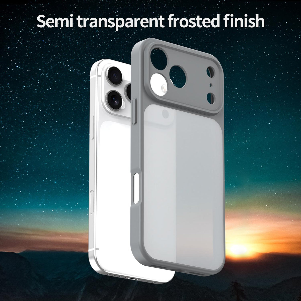 Compatible with iPhone 18 Pro Max Fanying Series Precision Camera Hole PC Dual-Layer TPU Translucent Frosted Phone Case - Silver Grey
