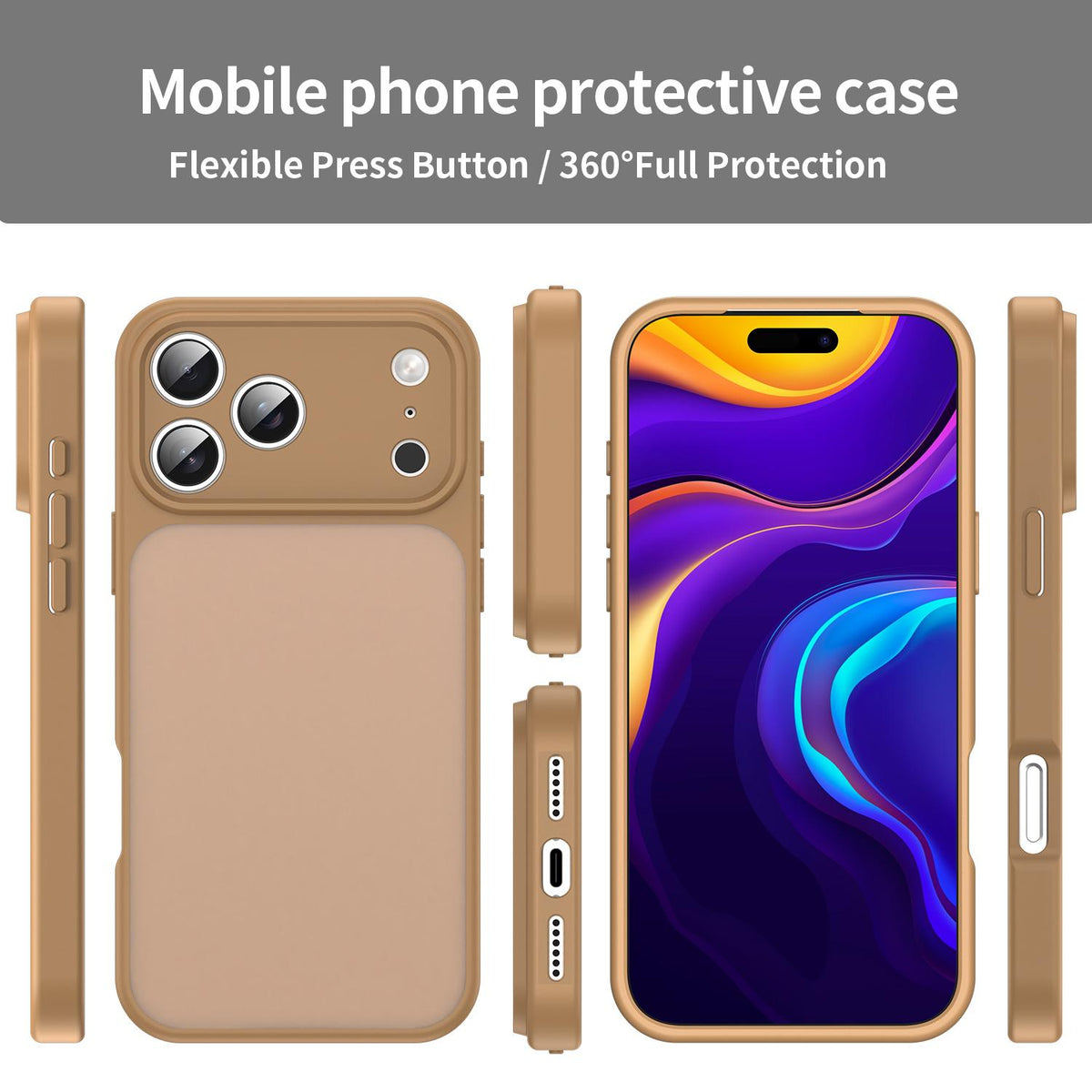 Compatible with iPhone 18 Pro Max Fanying Series Precision Camera Hole PC Dual-Layer TPU Translucent Frosted Phone Case - Desert Gold
