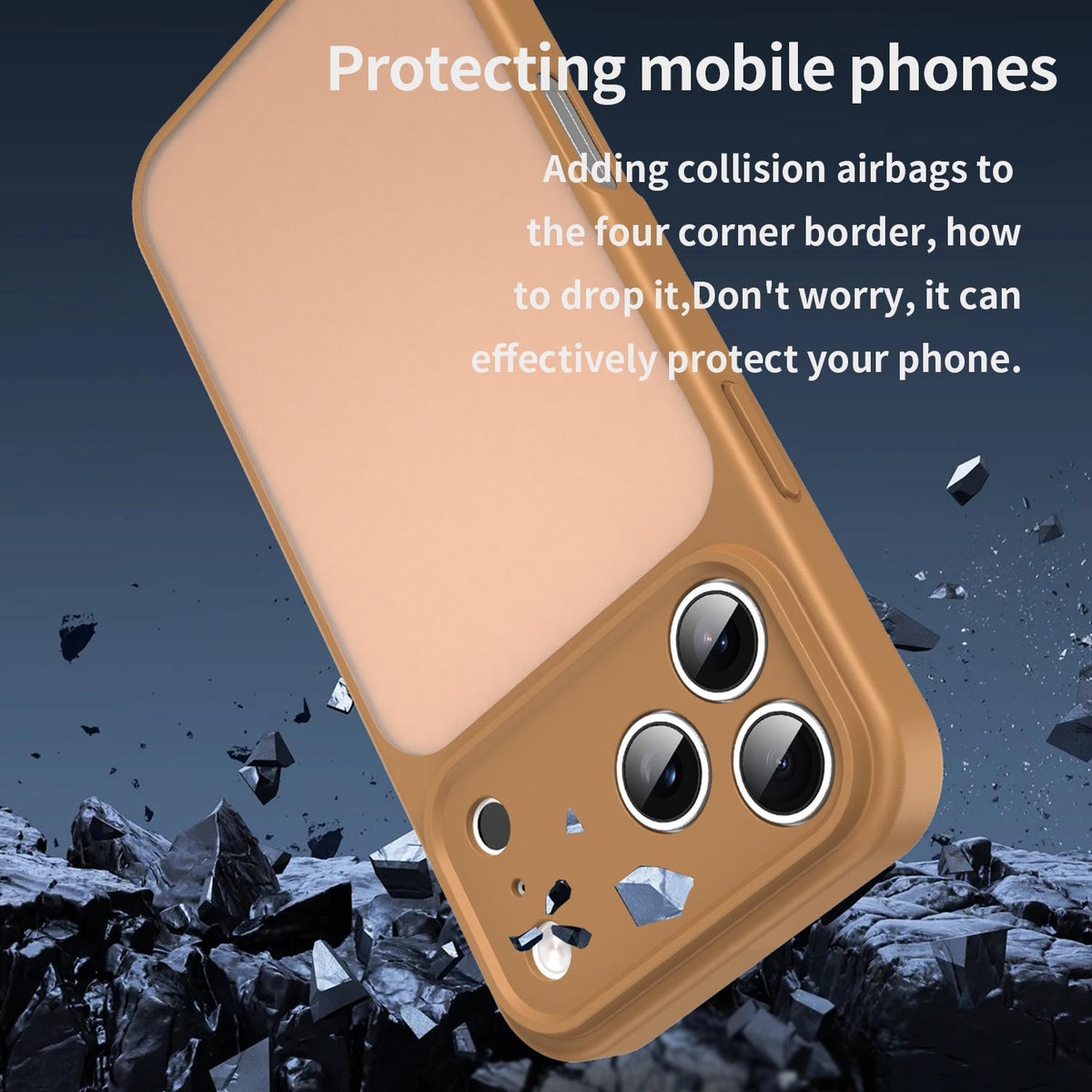 Compatible with iPhone 18 Pro Max Fanying Series Precision Camera Hole PC Dual-Layer TPU Translucent Frosted Phone Case - Desert Gold