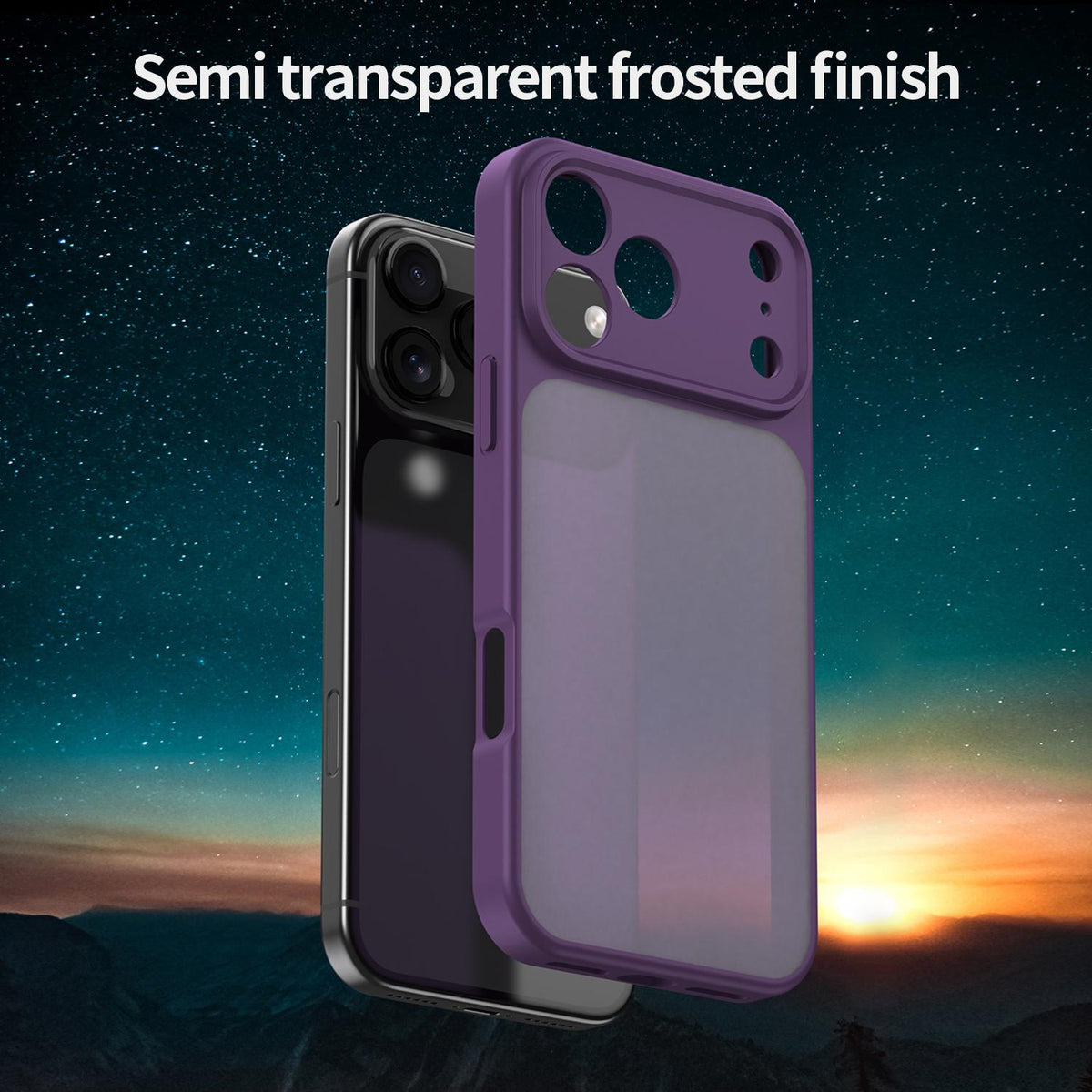 Compatible with iPhone 18 Pro Fanying Series Precision Camera Hole PC Dual-Layer TPU Translucent Frosted Phone Case - Crystal Purple