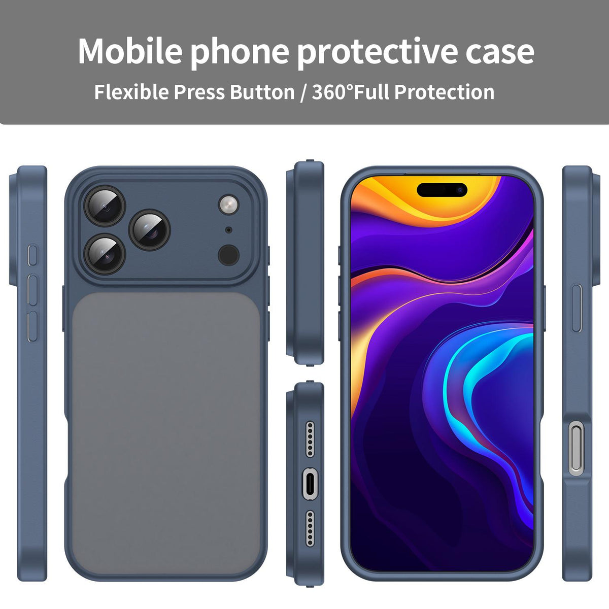 Compatible with iPhone 18 Pro Fanying Series Precision Camera Hole PC Dual-Layer TPU Translucent Frosted Phone Case - Cyan Blue