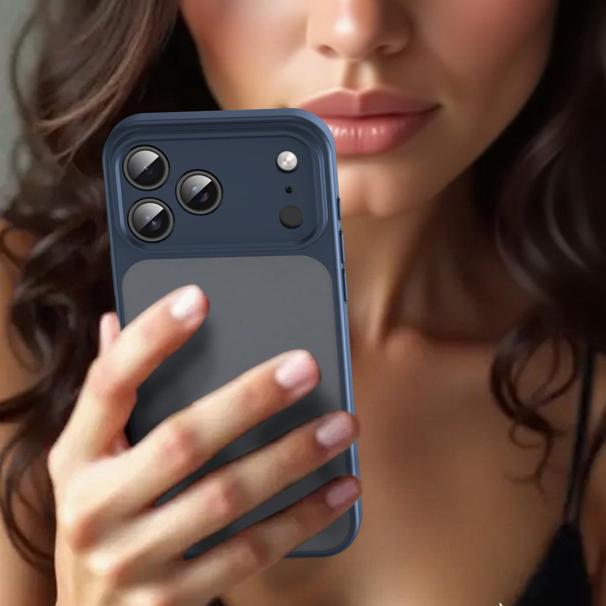 Compatible with iPhone 18 Pro Fanying Series Precision Camera Hole PC Dual-Layer TPU Translucent Frosted Phone Case - Cyan Blue