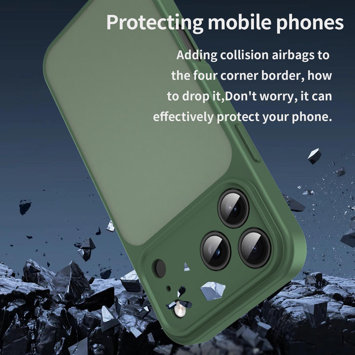 Compatible with iPhone 18 Pro Fanying Series Precision Camera Hole PC Dual-Layer TPU Translucent Frosted Phone Case - Olive Green