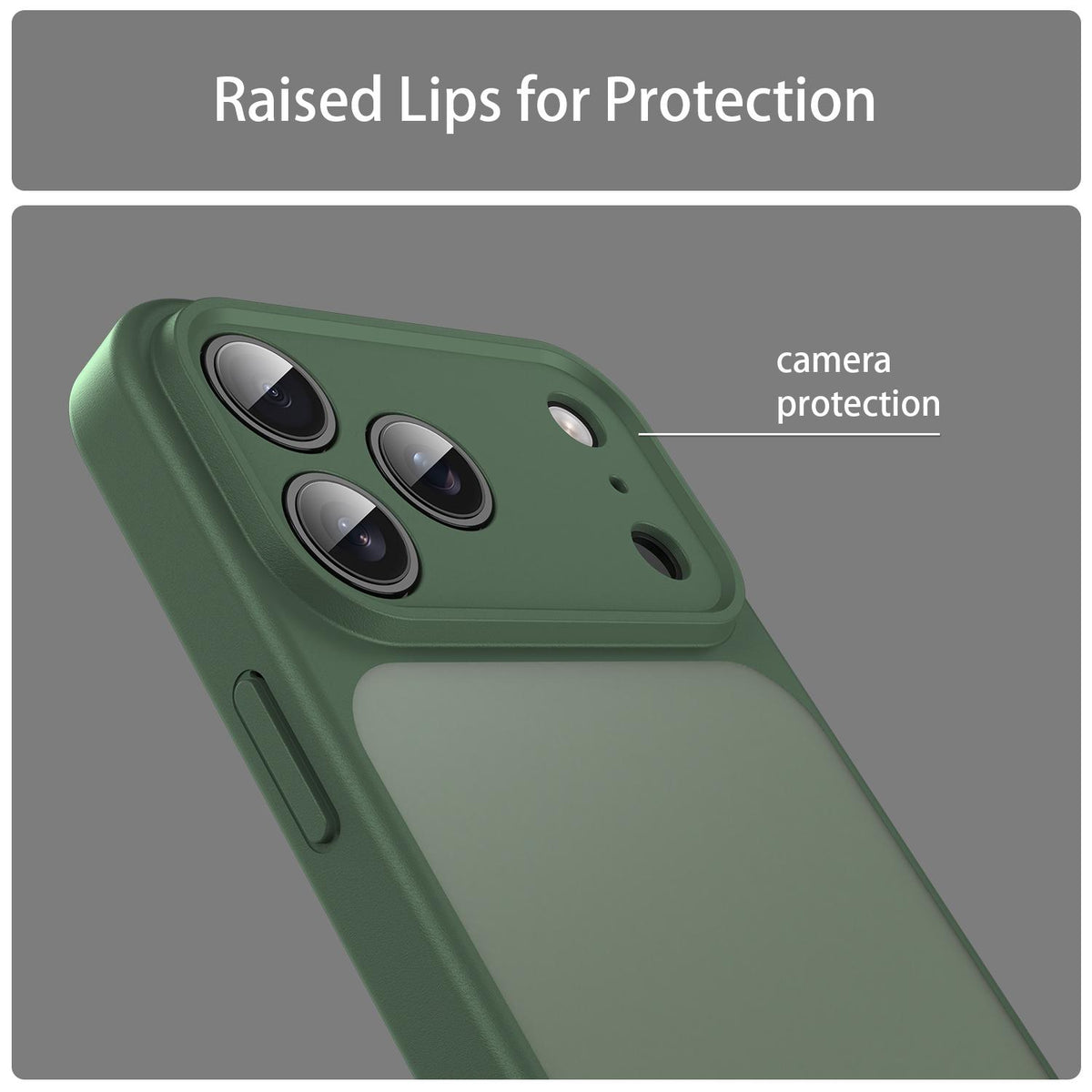 Compatible with iPhone 18 Pro Fanying Series Precision Camera Hole PC Dual-Layer TPU Translucent Frosted Phone Case - Olive Green