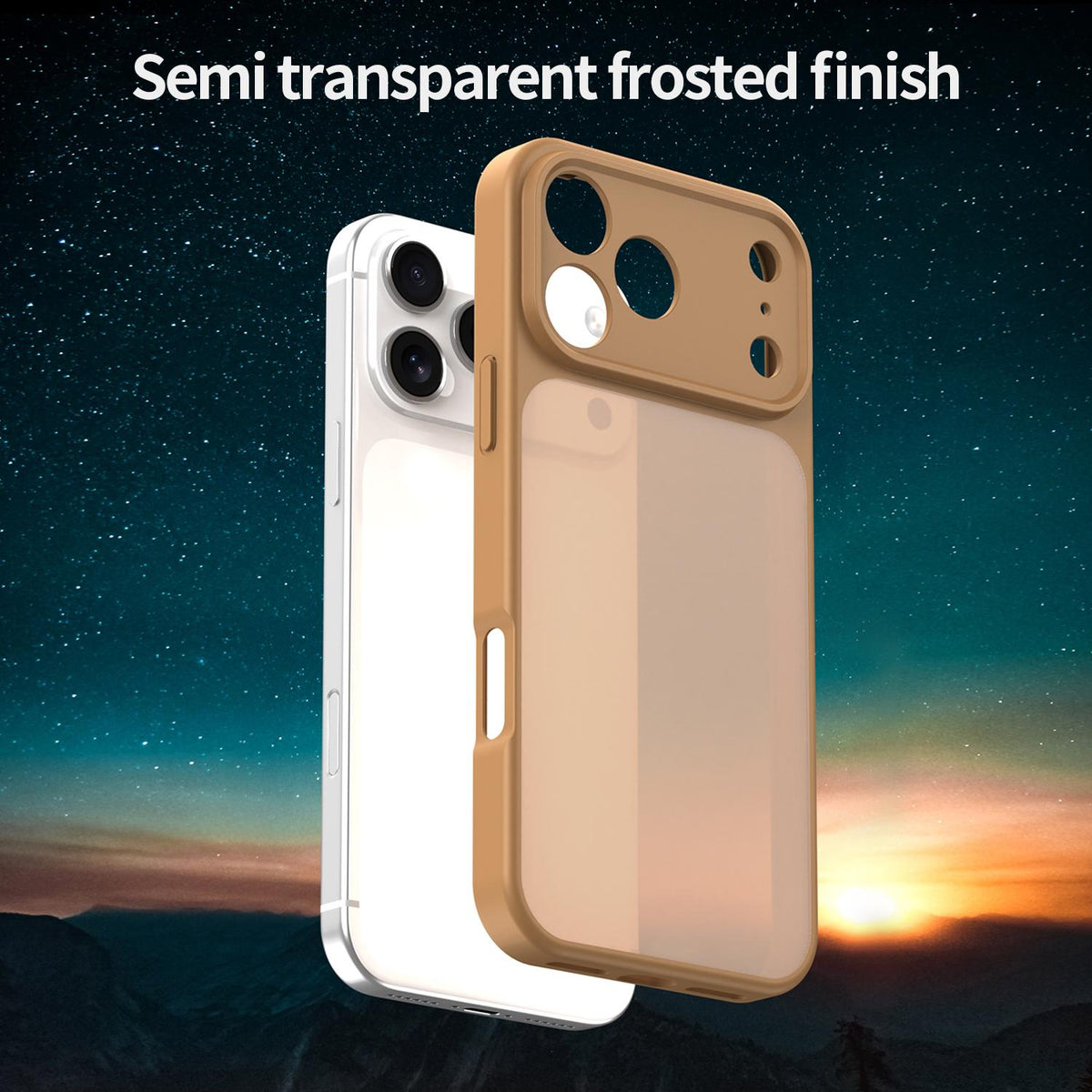 Compatible with iPhone 18 Pro Fanying Series Precision Camera Hole PC Dual-Layer TPU Translucent Frosted Phone Case - Desert Gold