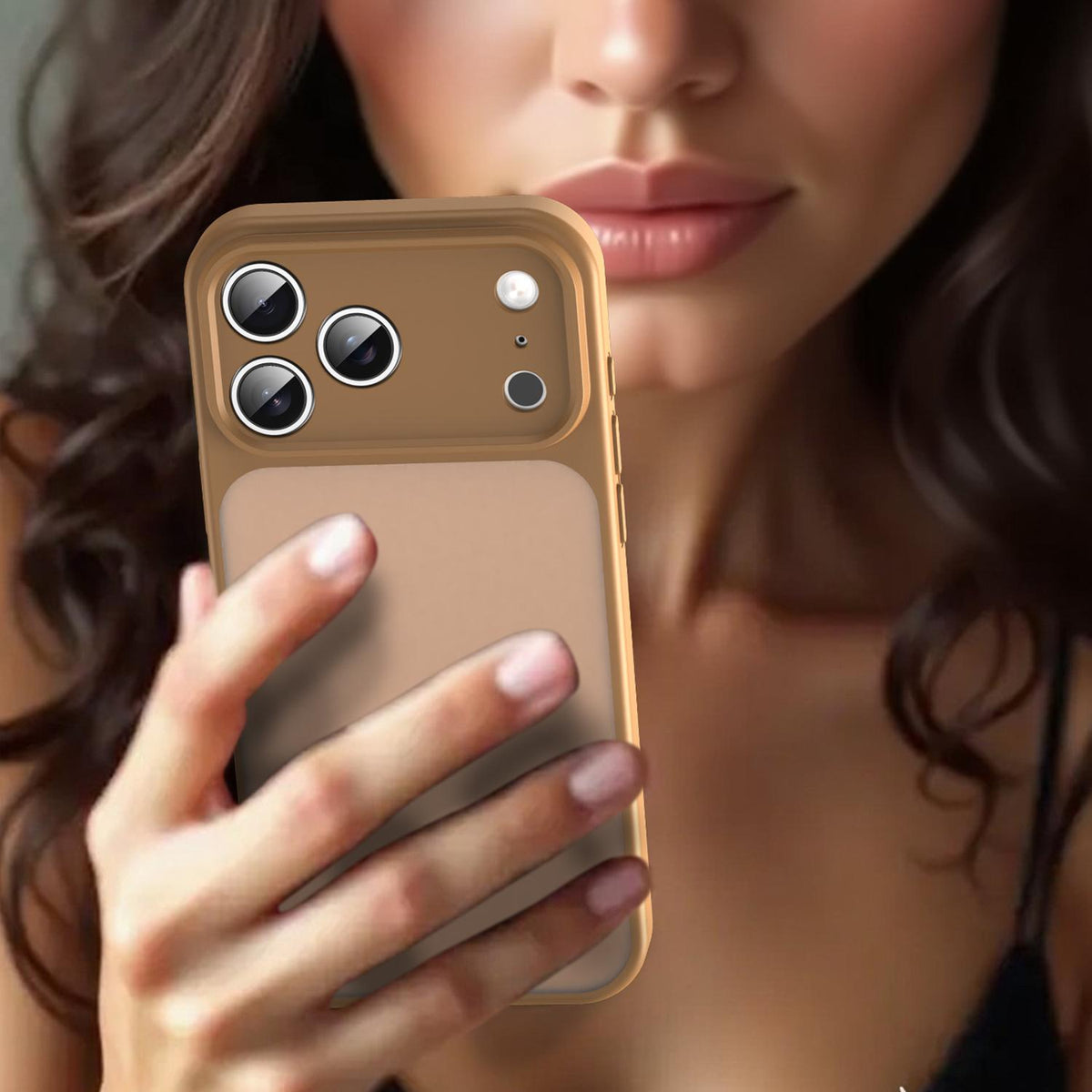 Compatible with iPhone 18 Pro Fanying Series Precision Camera Hole PC Dual-Layer TPU Translucent Frosted Phone Case - Desert Gold