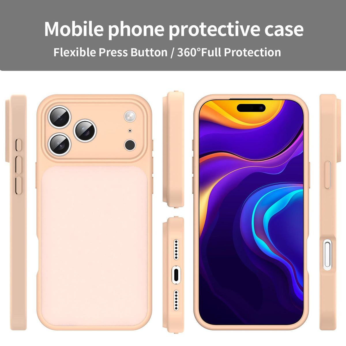 Compatible with iPhone 18 Pro Fanying Series Precision Camera Hole PC Dual-Layer TPU Translucent Frosted Phone Case - Rouge Powder