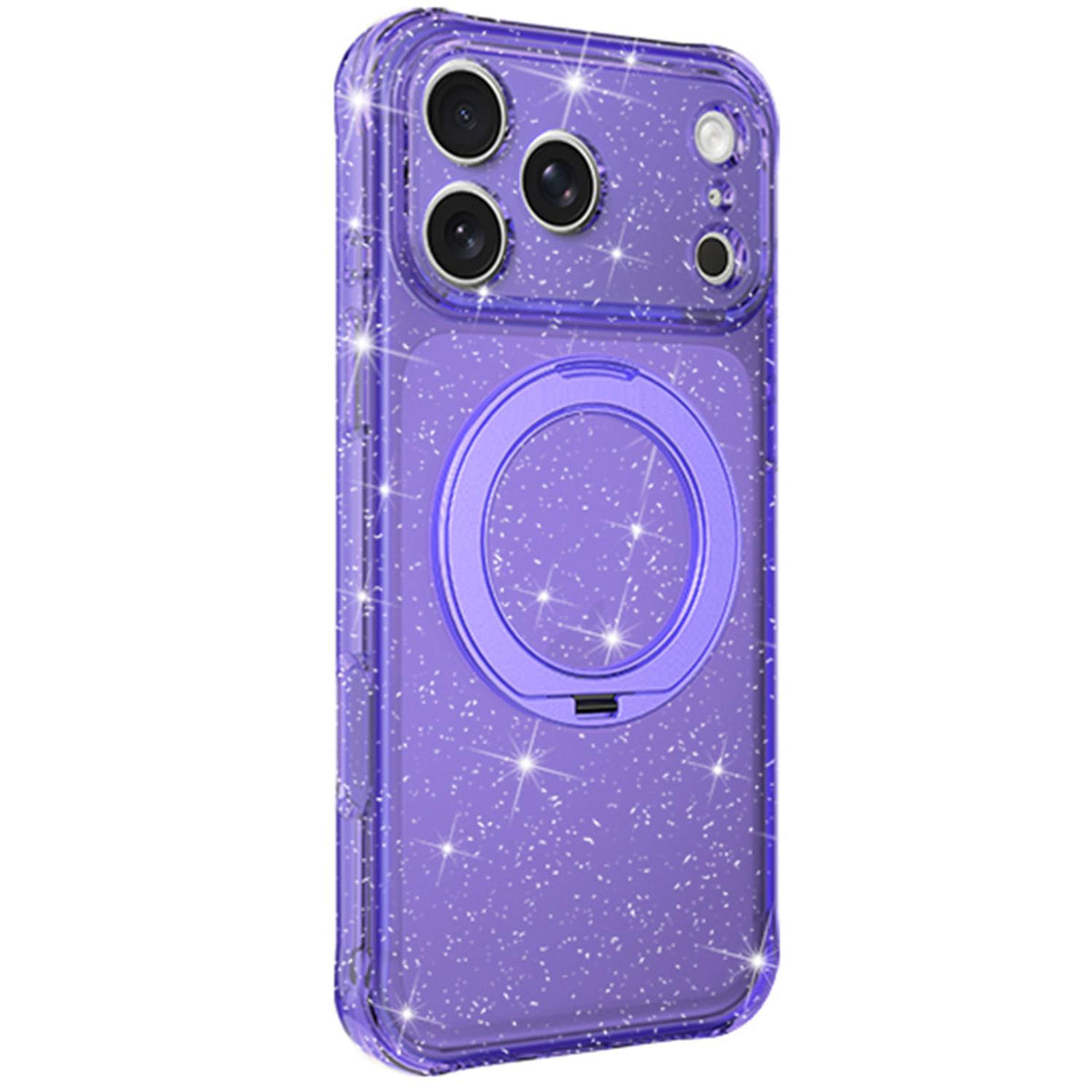 Compatible with iPhone 18 Pro Glitter 360 Rotation Magnetic Holder Phone Case - Purple