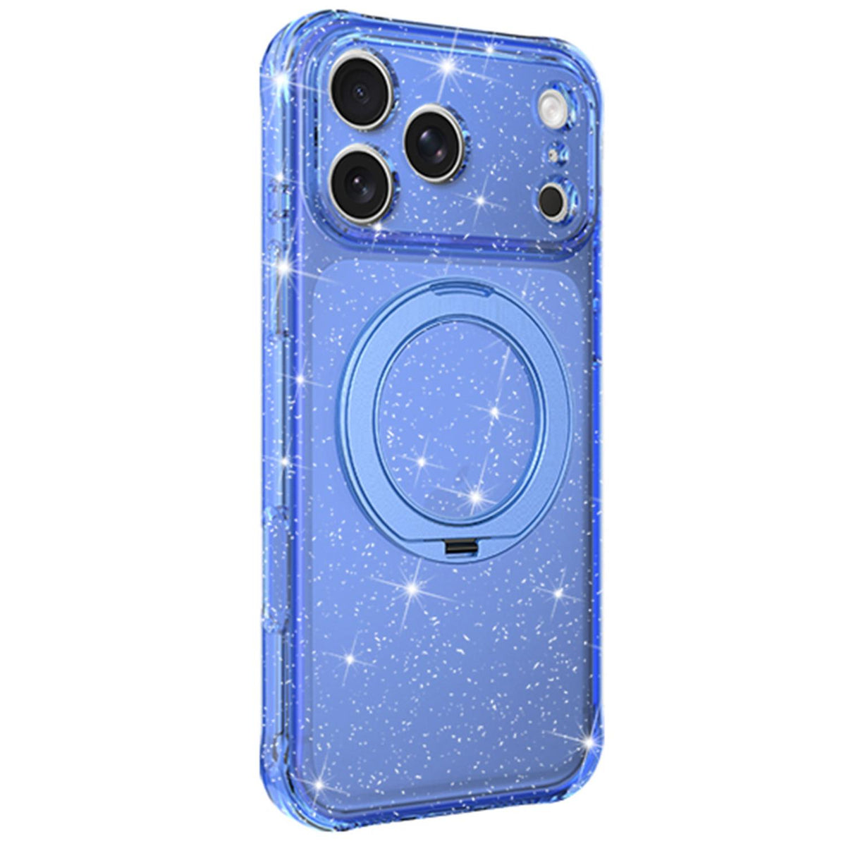 Compatible with iPhone 18 Pro Glitter 360 Rotation Magnetic Holder Phone Case - Blue