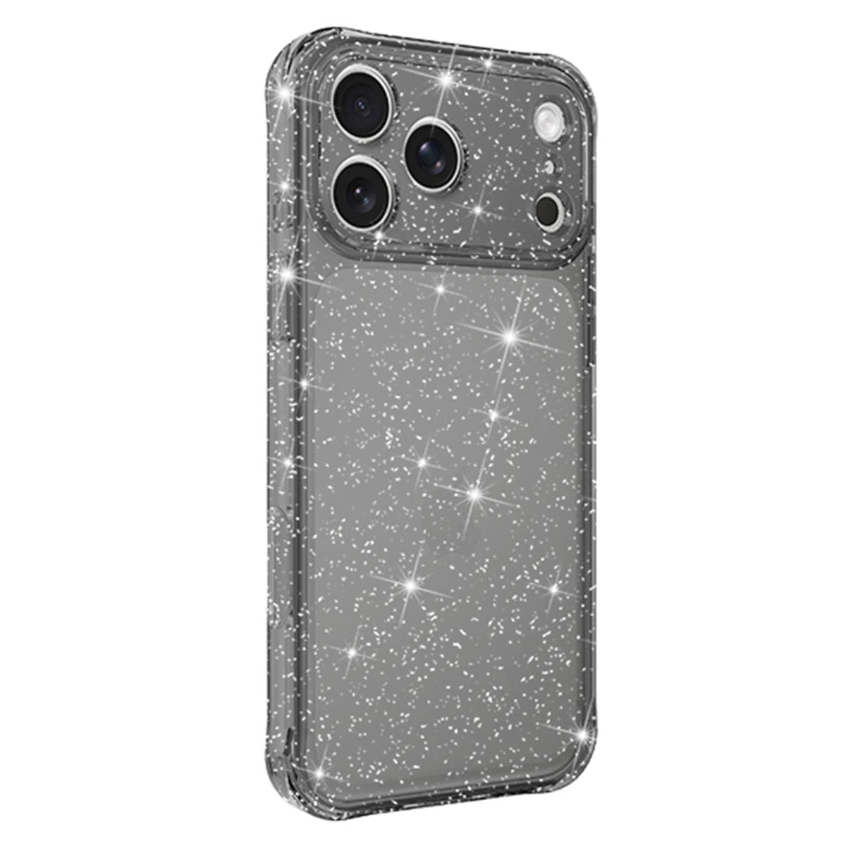 Compatible with iPhone 18 Pro Air-cushioned Corners Shockproof IMD Glitter Phone Case - Black