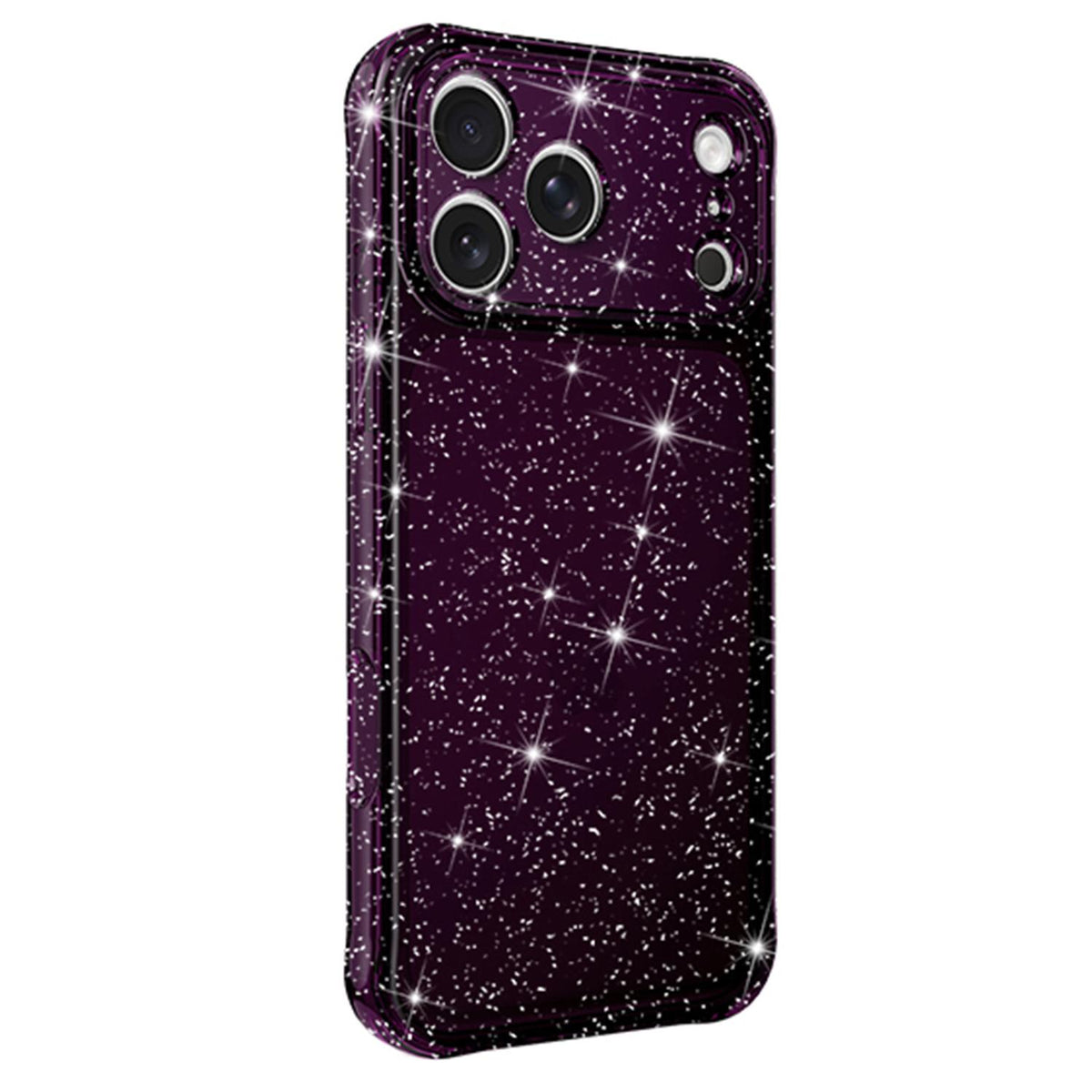 Compatible with iPhone 18 Pro Air-cushioned Corners Shockproof IMD Glitter Phone Case - Cherry Red