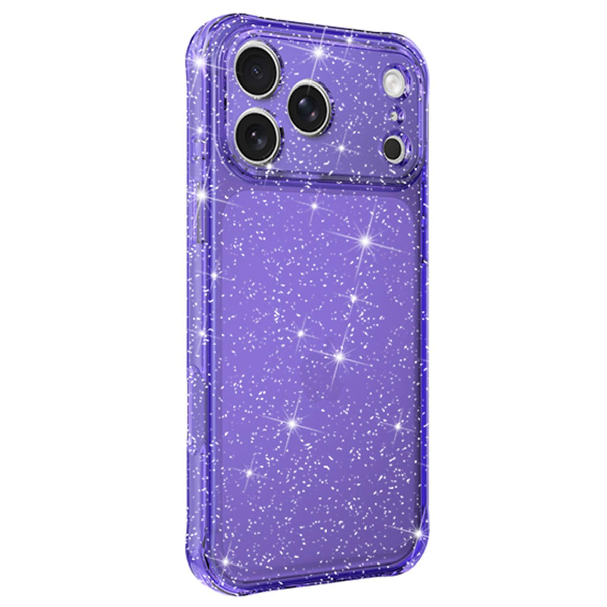 Compatible with iPhone 18 Pro Max Air-cushioned Corners Shockproof IMD Glitter Phone Case - Purple