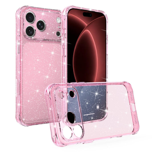 Compatible with iPhone 18 Pro Max Air-cushioned Corners Shockproof IMD Glitter Phone Case - Pink