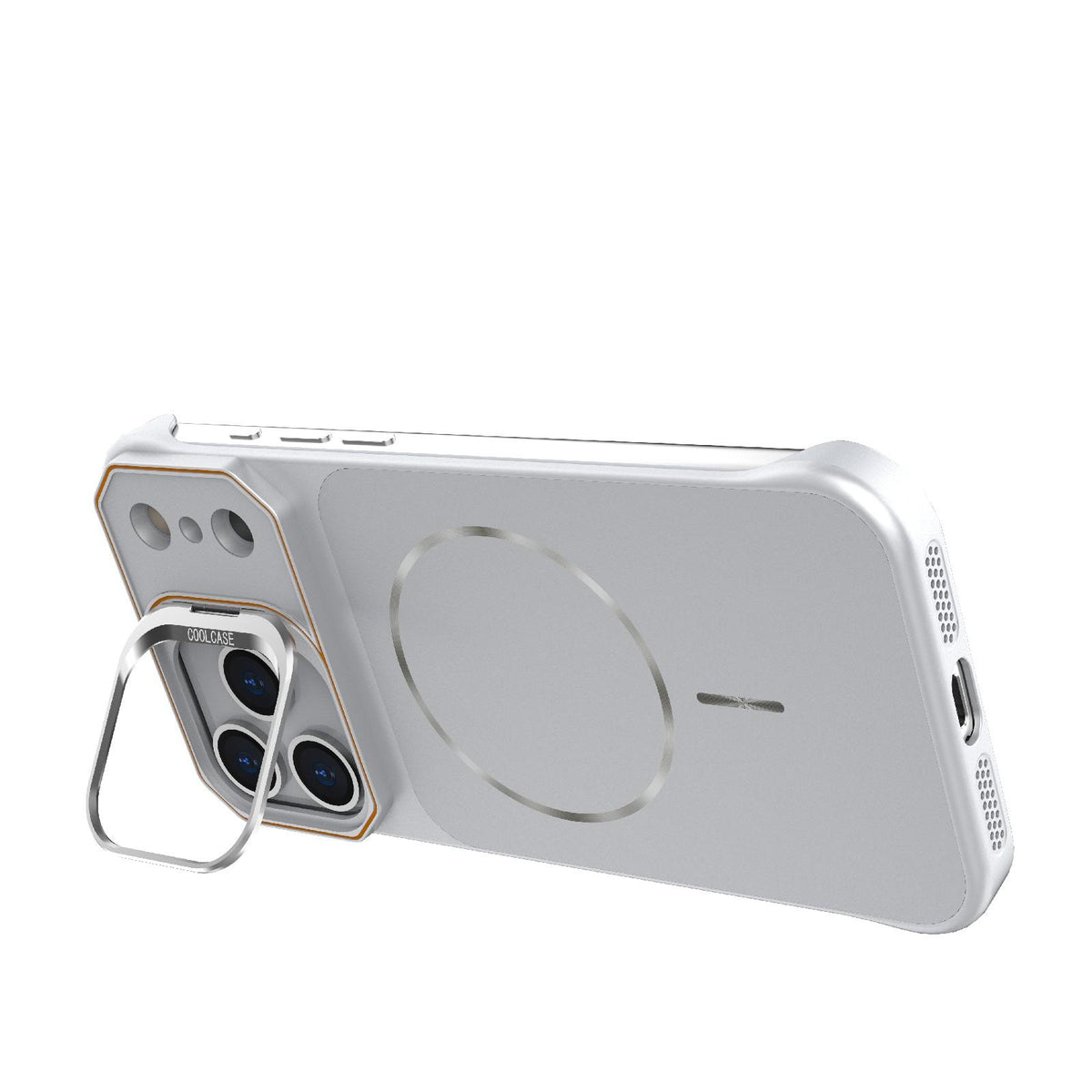 Compatible with iPhone 18 Pro Max Frameless Half-Wrapped PC Magnetic Phone Case - Silver