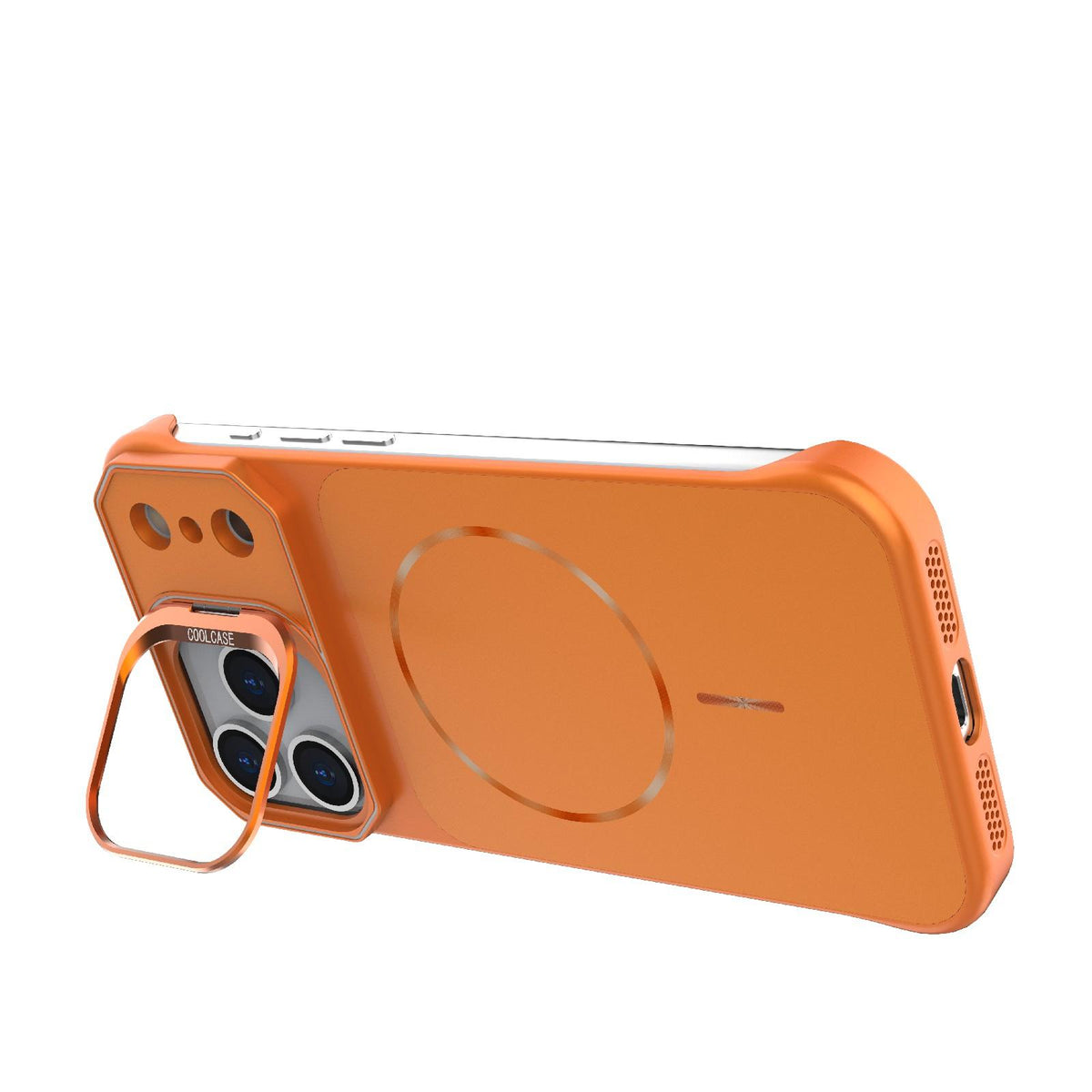Compatible with iPhone 18 Pro Max Frameless Half-Wrapped PC Magnetic Phone Case - Orange