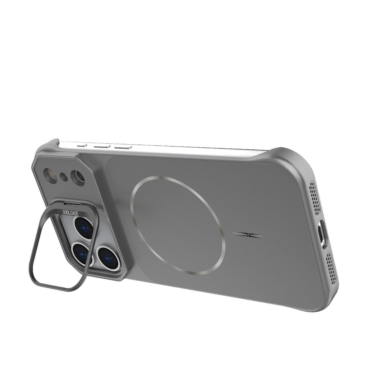 Compatible with iPhone 18 Pro Max Frameless Half-Wrapped PC Magnetic Phone Case - Gray