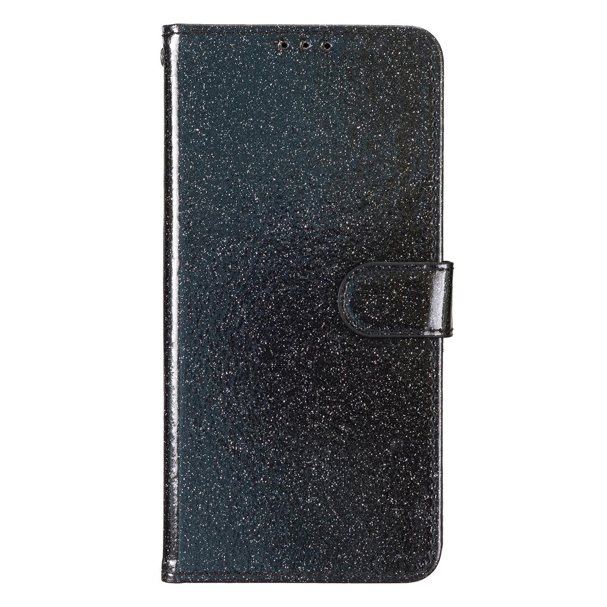 Compatible with iPhone 18 Pro Max Glitter Powder Flip Leather Phone Case - Black