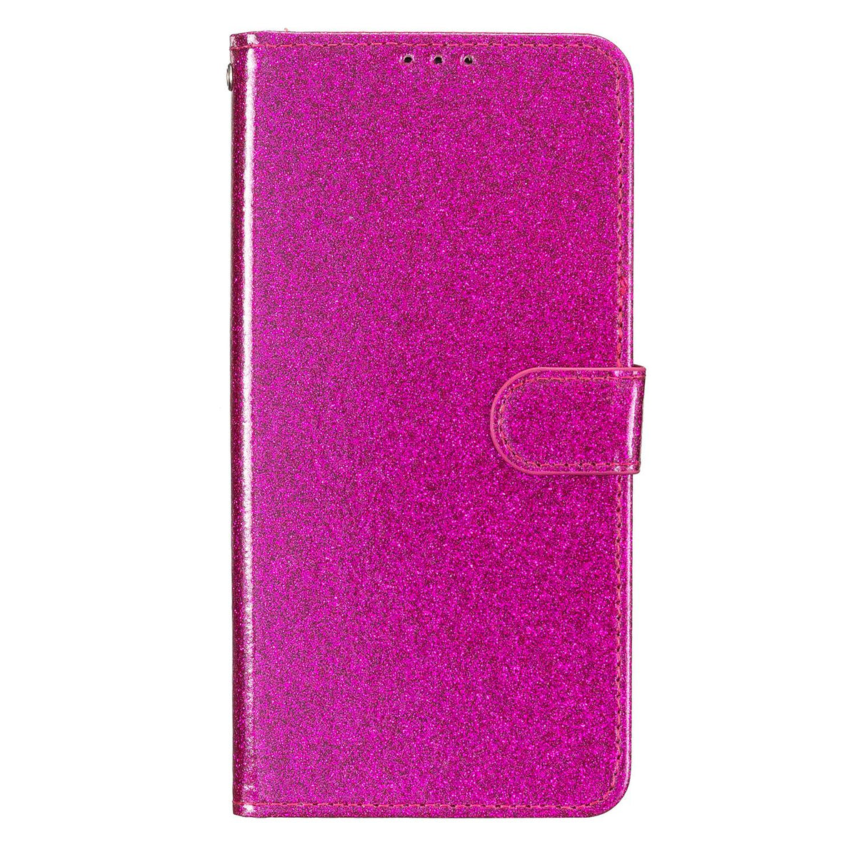 Compatible with iPhone 18 Pro Max Glitter Powder Flip Leather Phone Case - Rose Red