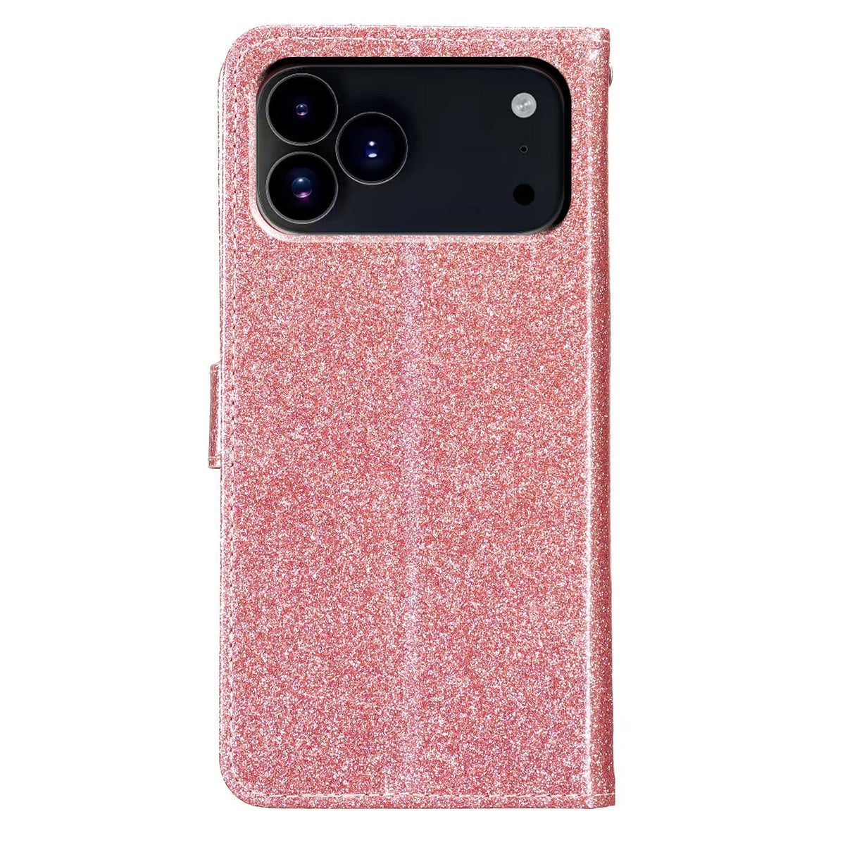 Compatible with iPhone 18 Pro Max Glitter Powder Flip Leather Phone Case - Rose Gold
