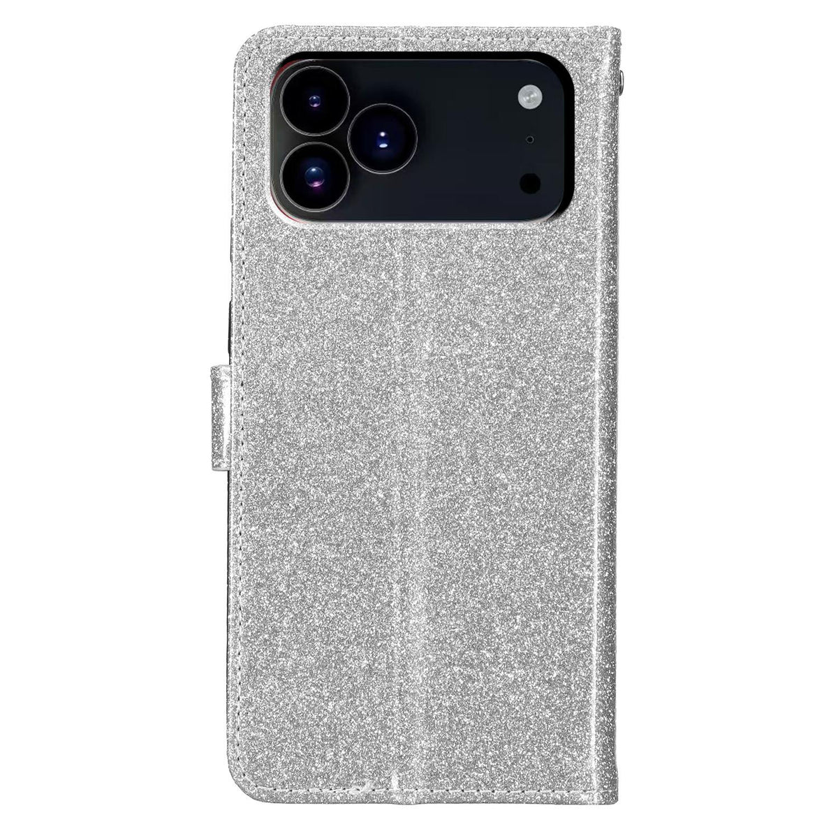 Compatible with iPhone 18 Pro Max Glitter Powder Flip Leather Phone Case - Silver
