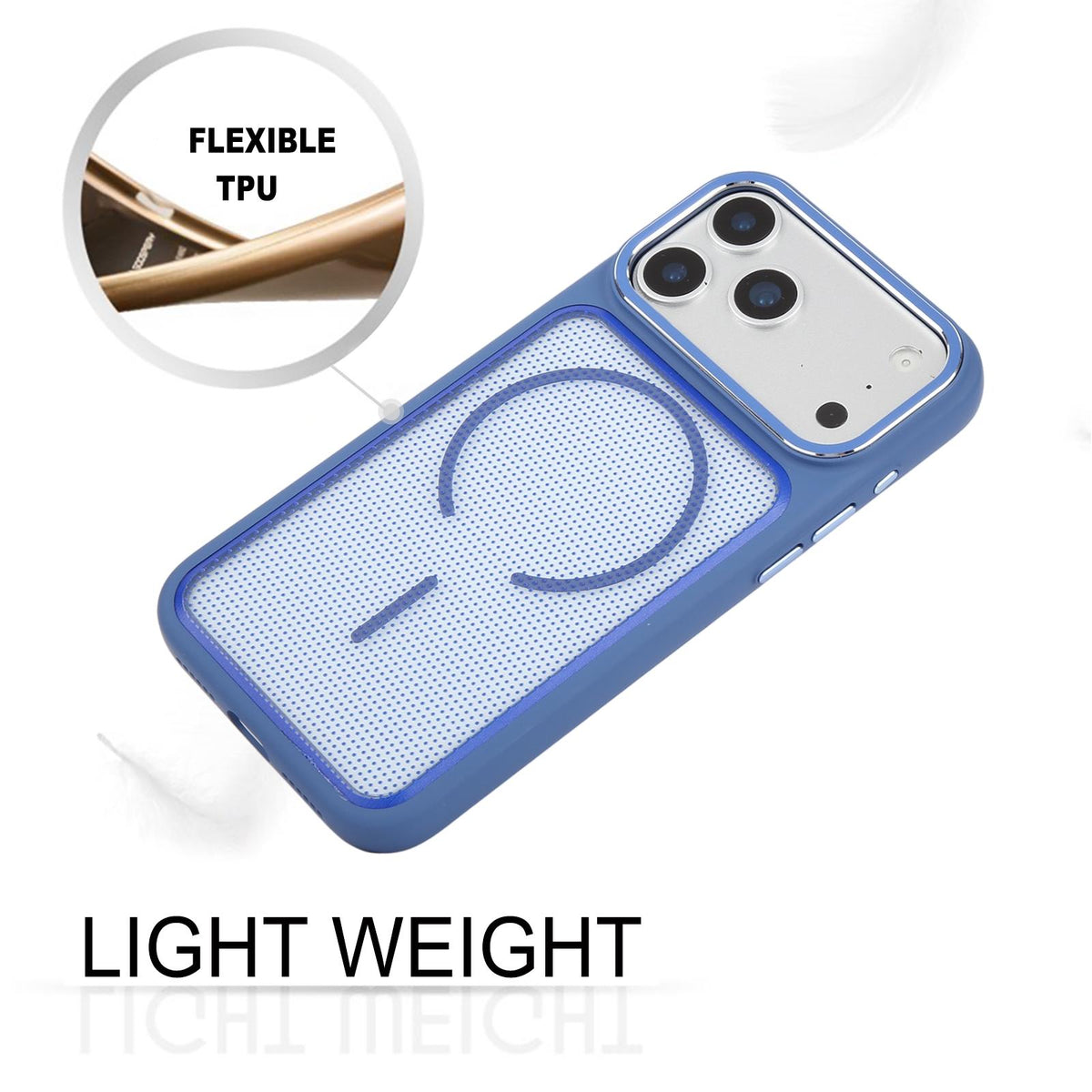 Compatible with iPhone 18 Pro Max GEBEI Skin Feel Starry Dot Magnetic Phone Case - Blue