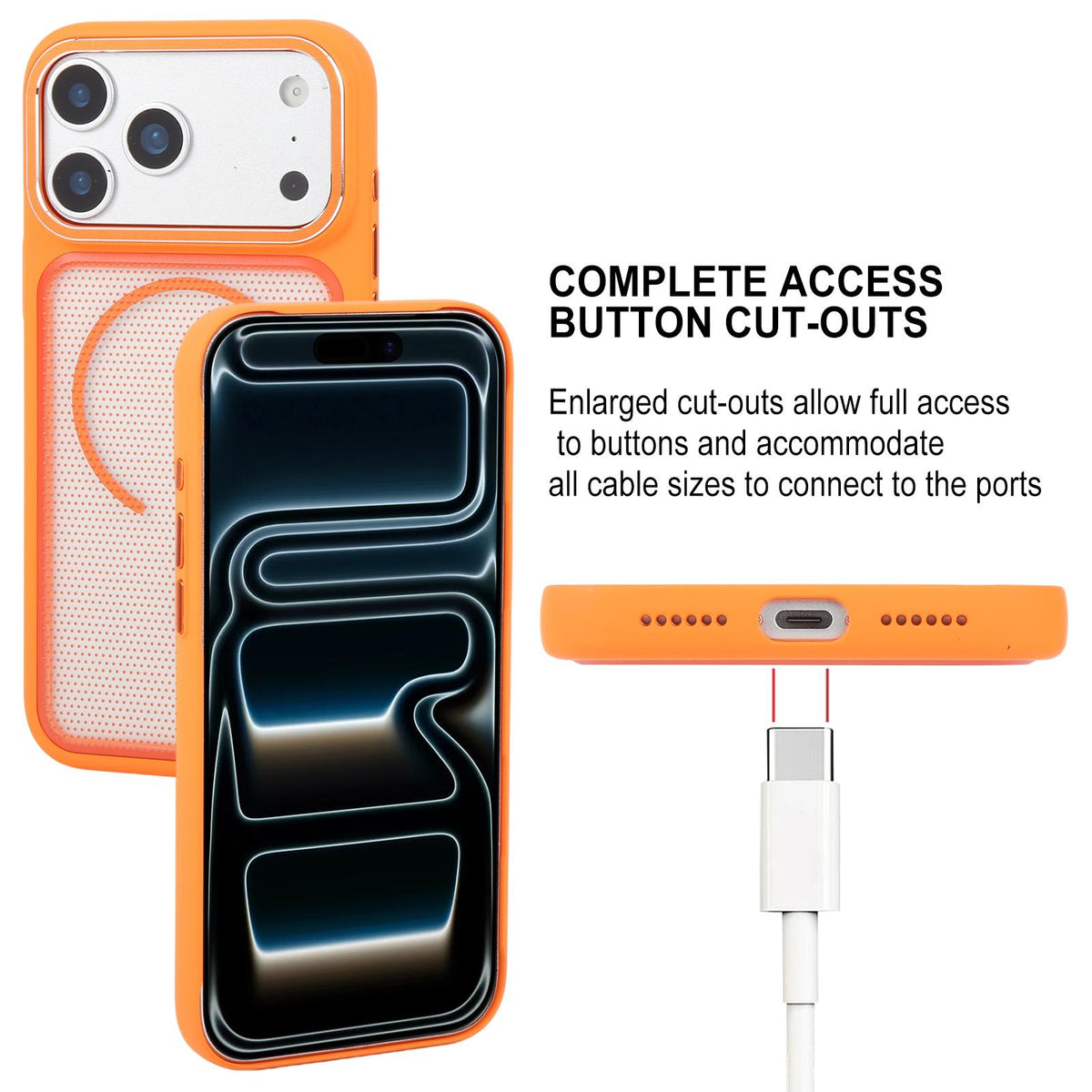 Compatible with iPhone 18 Pro Max GEBEI Skin Feel Starry Dot Magnetic Phone Case - Orange