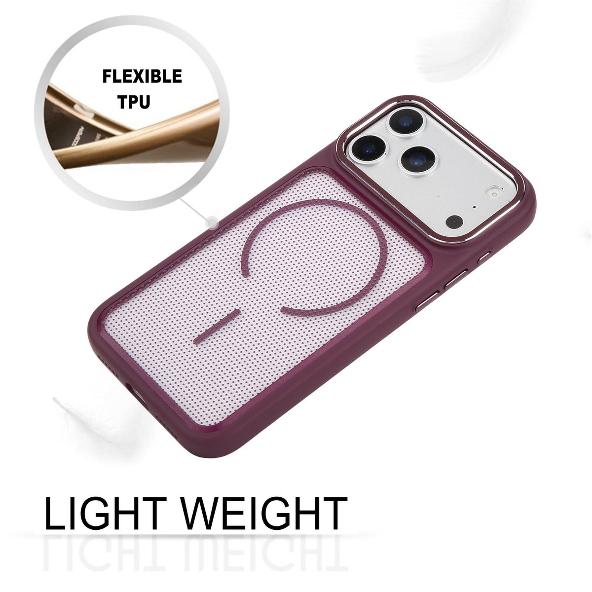 Compatible with iPhone 18 Pro Max GEBEI Skin Feel Starry Dot Magnetic Phone Case - Dark Cherry