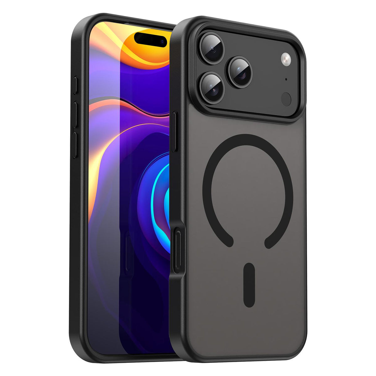 Compatible with iPhone 18 Pro Max Fanying Series PC Dual-Layer TPU Translucent Frosted MagSafe Phone Case - Translucent Black