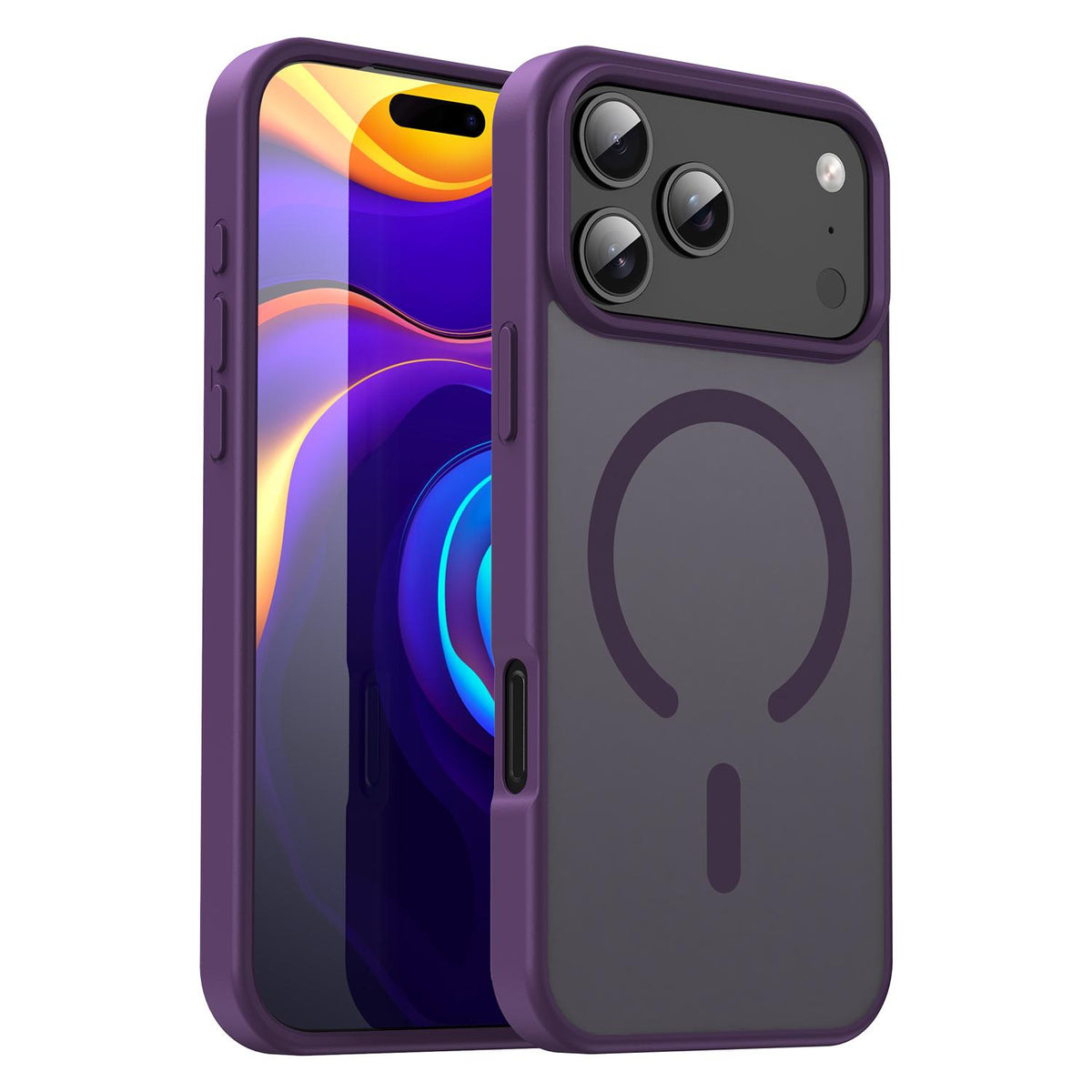 Compatible with iPhone 18 Pro Max Fanying Series PC Dual-Layer TPU Translucent Frosted MagSafe Phone Case - Crystal Purple